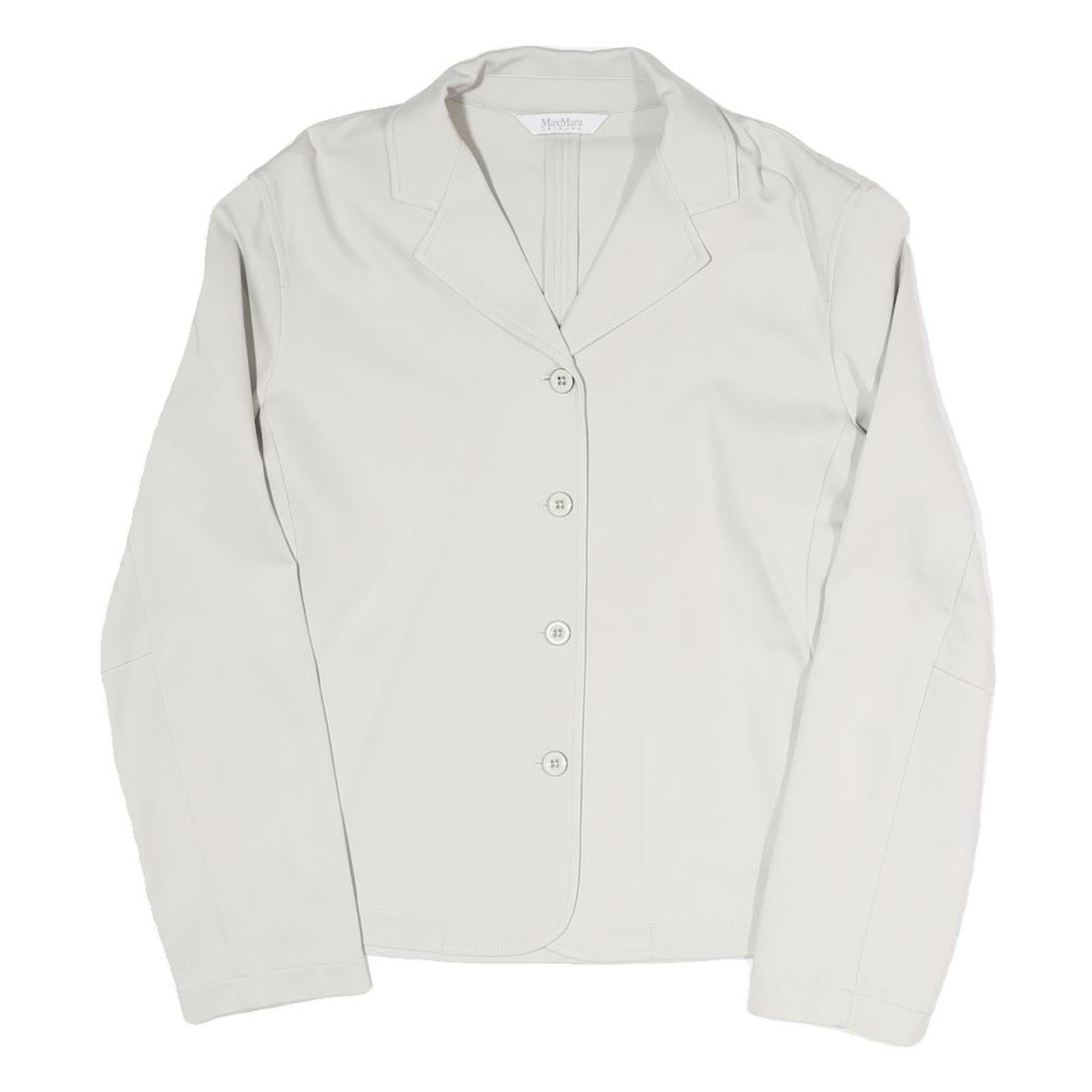 MAX MARA Womens Cream Jacket M Polyester Blend Plain Button Closure Classic Fit Refurbished - N/A refurbished available on Cerqular
