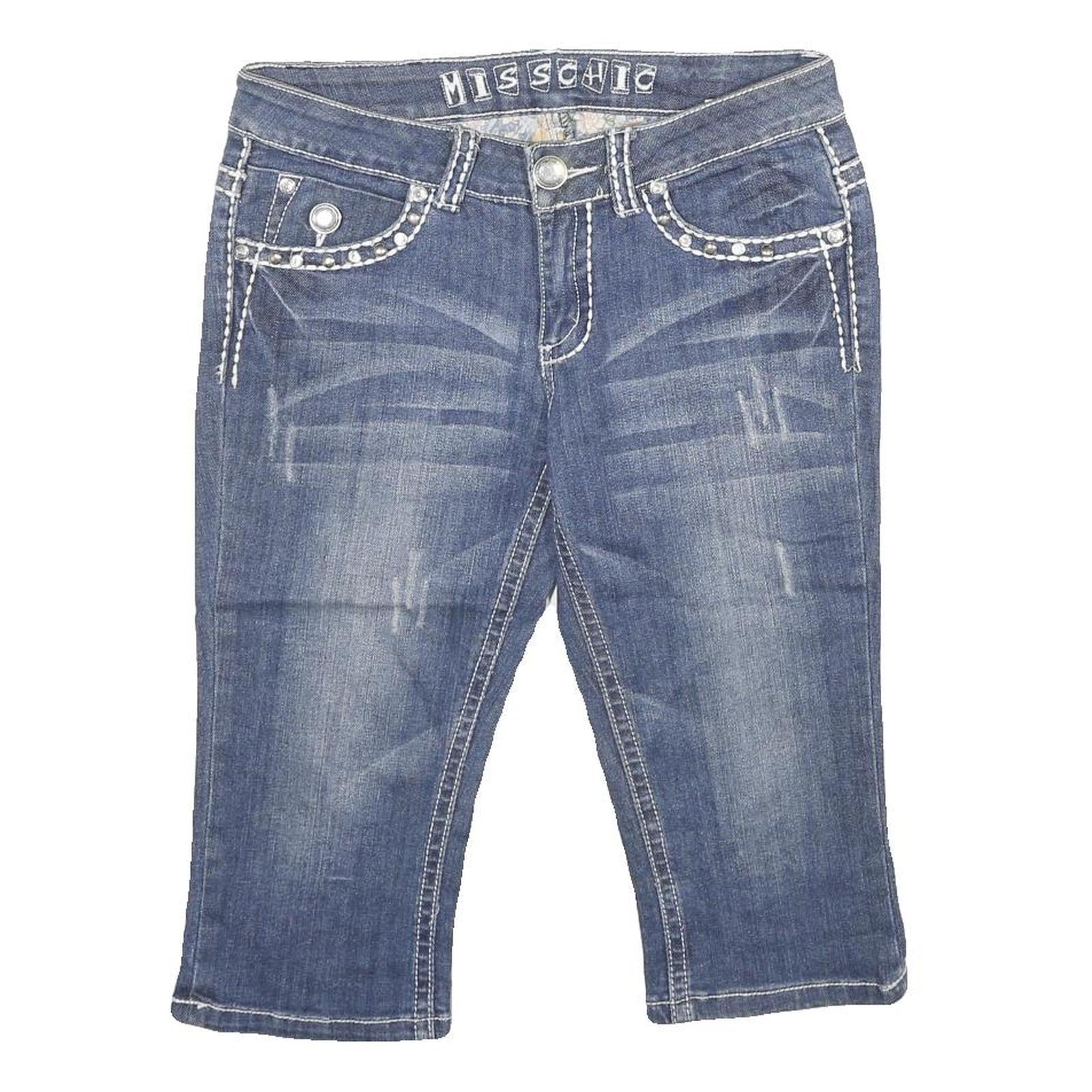 MISS CHIC Womens Denim Blue Cotton Blend Casual Shorts M W30 Stud Embellished Refurbished - N/A refurbished available on Cerqular