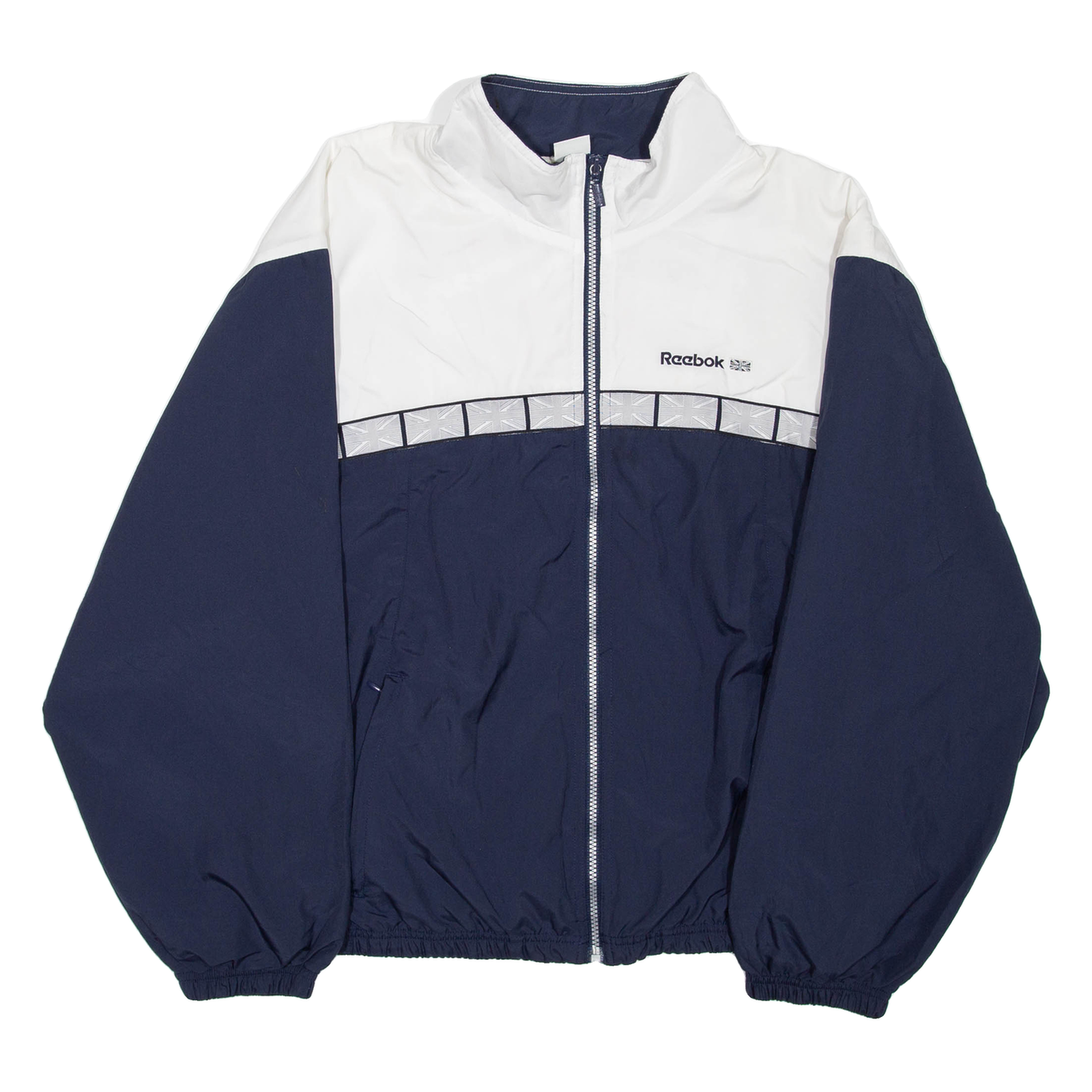 REEBOK Mens Track Jacket Blue Colourblock 2XL Refurbished - N/A refurbished available on Cerqular
