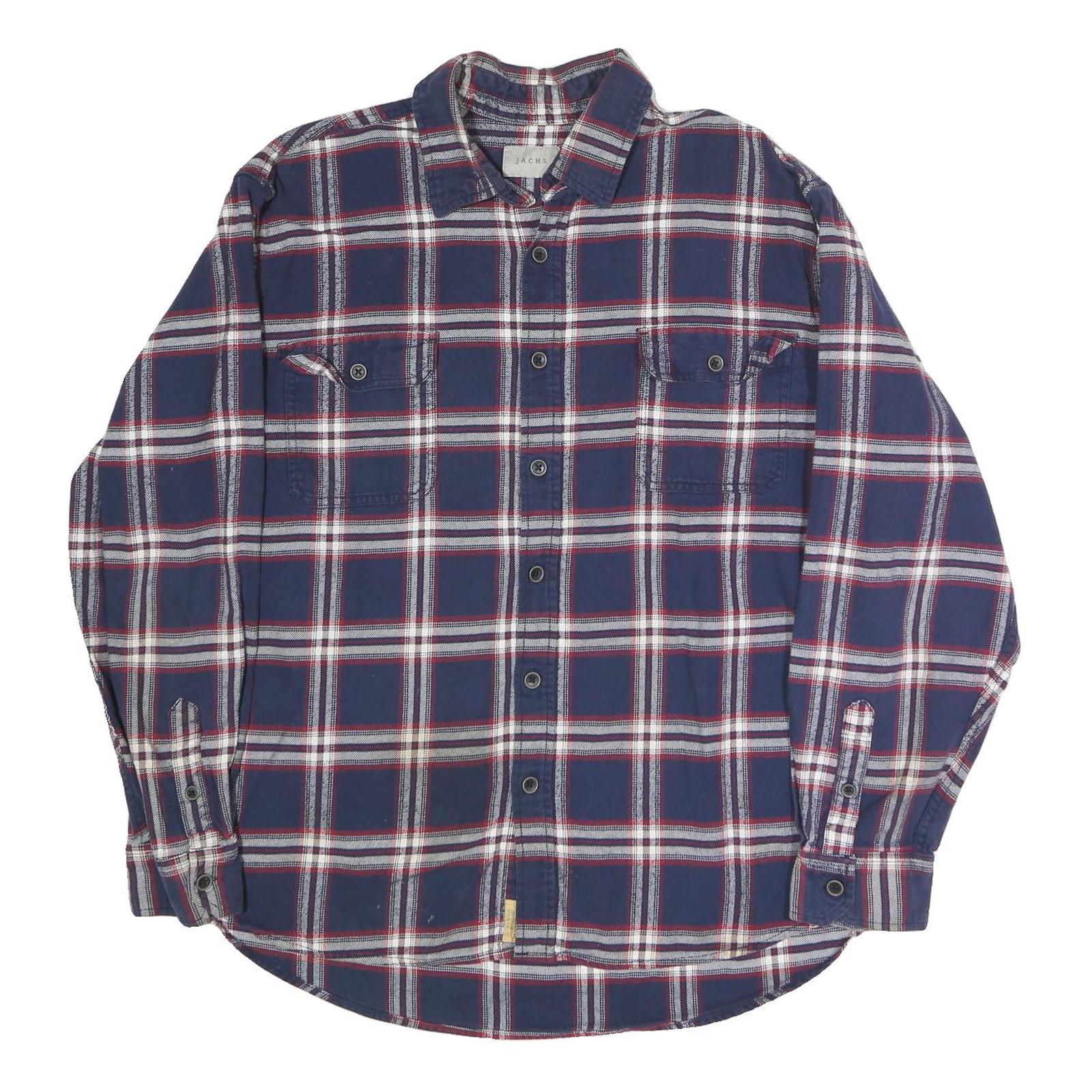 JACHS Mens Blue & Red Check Shirt 2XL Cotton Blend Long Sleeve Casual Refurbished - N/A refurbished available on Cerqular