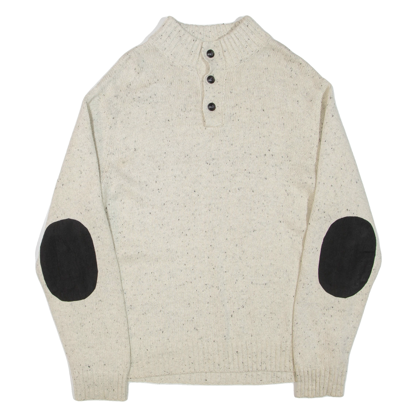 CHAPS Mens Jumper Cream Button Neck Tight Knit L Refurbished - N/A refurbished available on Cerqular