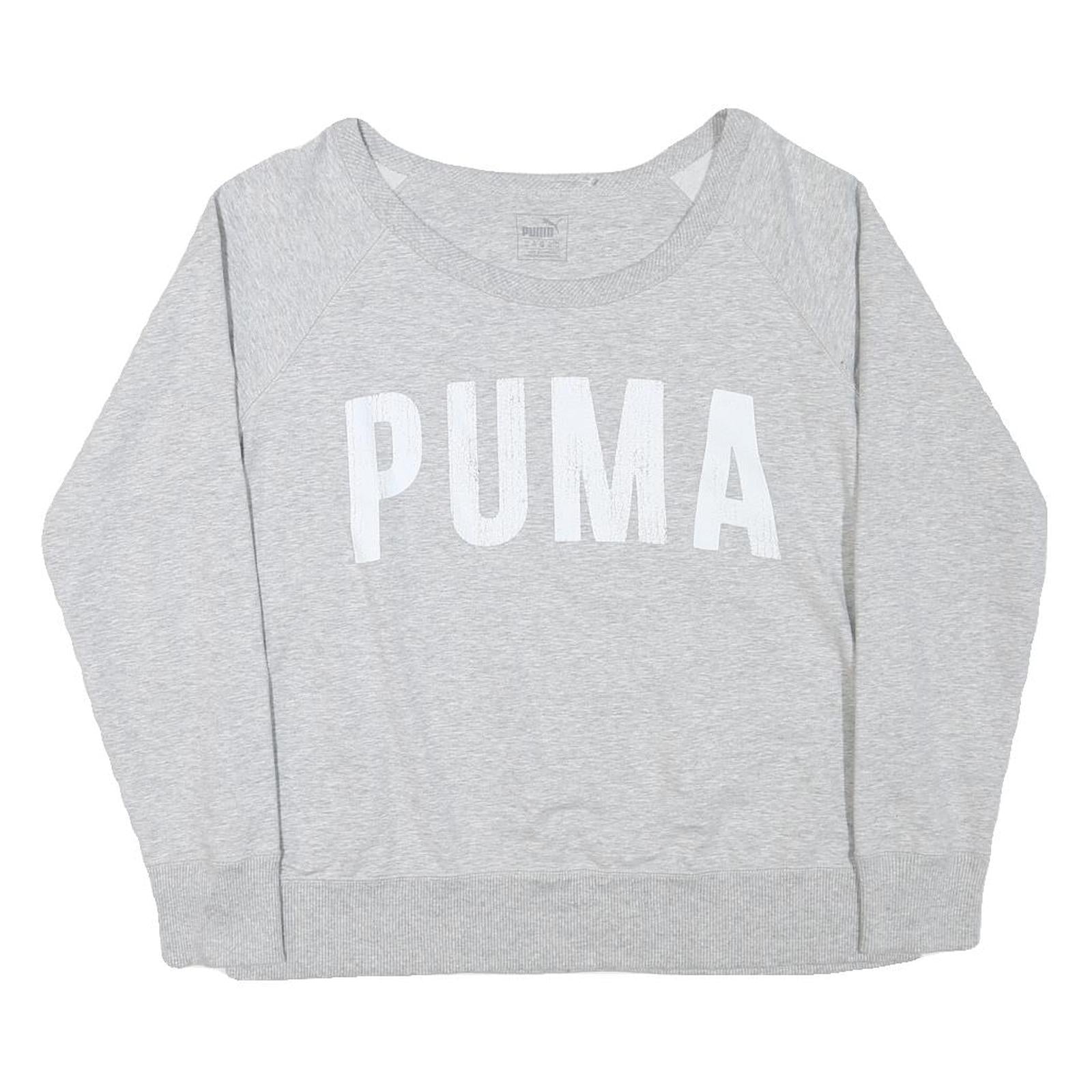 PUMA Womens Grey Cotton Blend Crew Neck Sweatshirt XL Casual Pullover Refurbished - N/A refurbished available on Cerqular