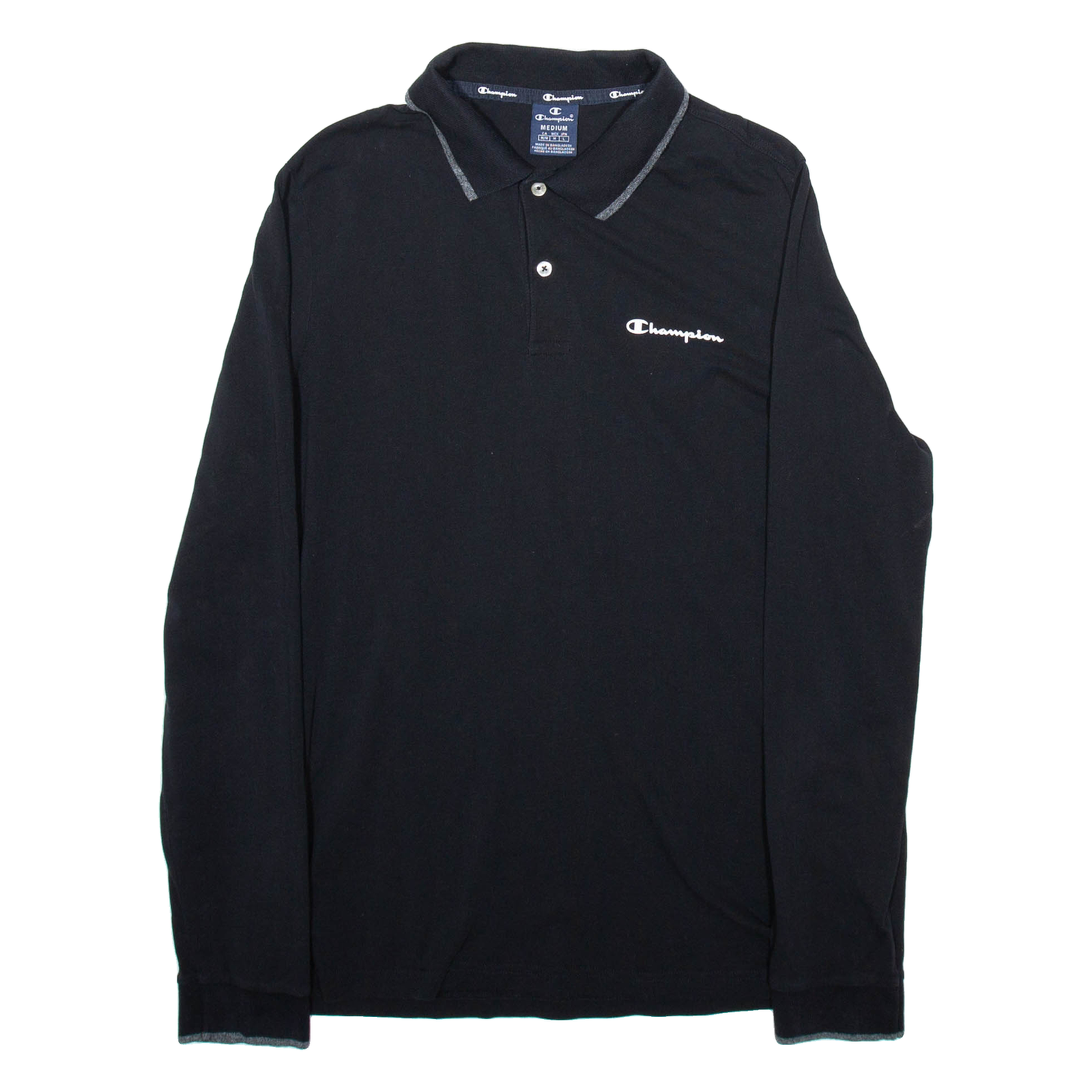 CHAMPION Mens Polo Shirt Black Long Sleeve M Refurbished - N/A refurbished available on Cerqular