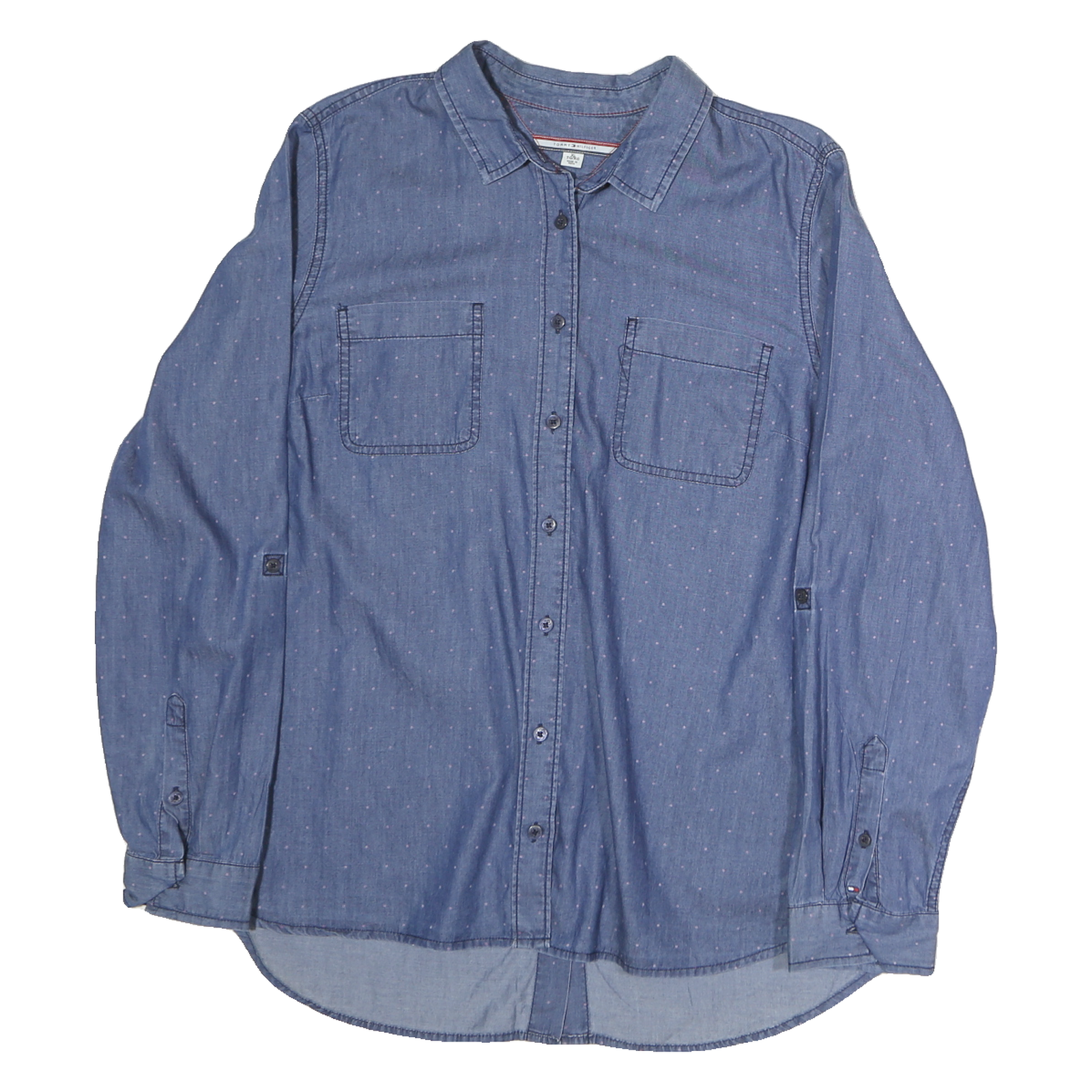 TOMMY HILFIGER Womens Blue Cotton Shirt XL Button Front Lightweight Casual Refurbished - N/A refurbished available on Cerqular