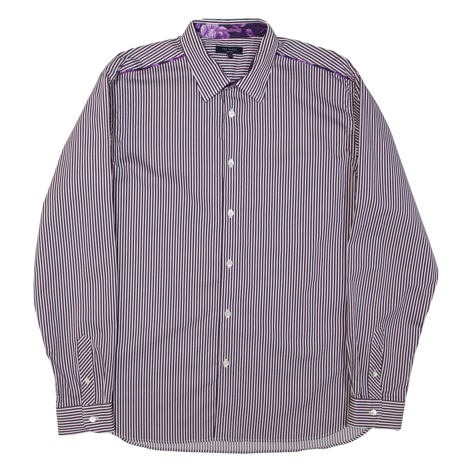 TED BAKER Mens Shirt Purple Striped Long Sleeve M Refurbished - N/A refurbished available on Cerqular