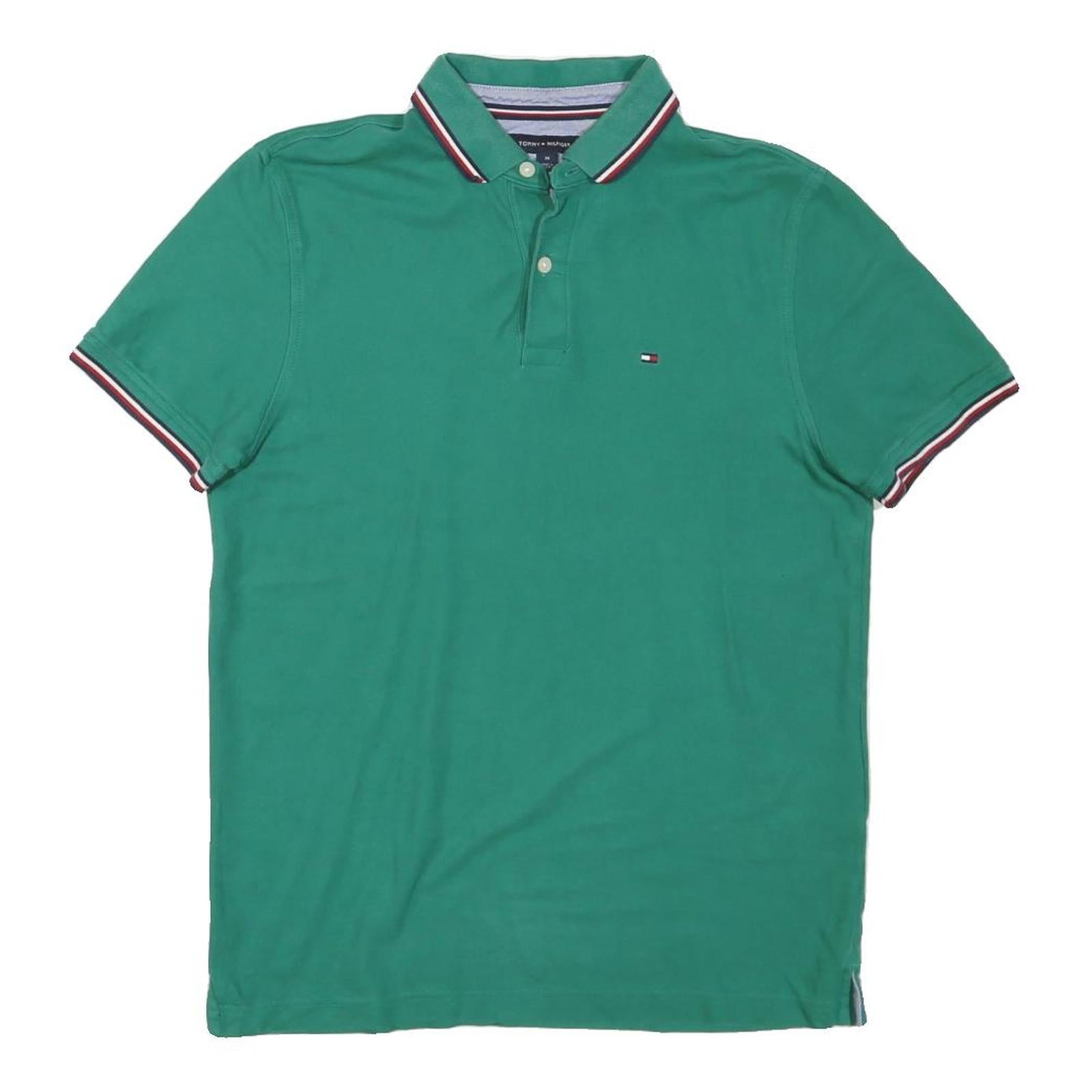 TOMMY HILFIGER Mens Green Short Sleeve Plain M Polo Shirt Cotton Blend Refurbished - N/A refurbished available on Cerqular