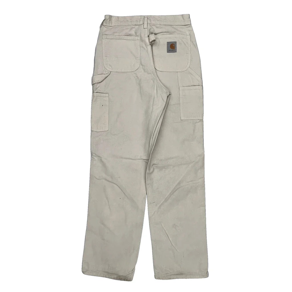 Carhartt Carpenter Trousers - 28W 31L Beige Cotton Refurbished - Thrifted (note: this is a term often used to describe second- refurbished available on Cerqular