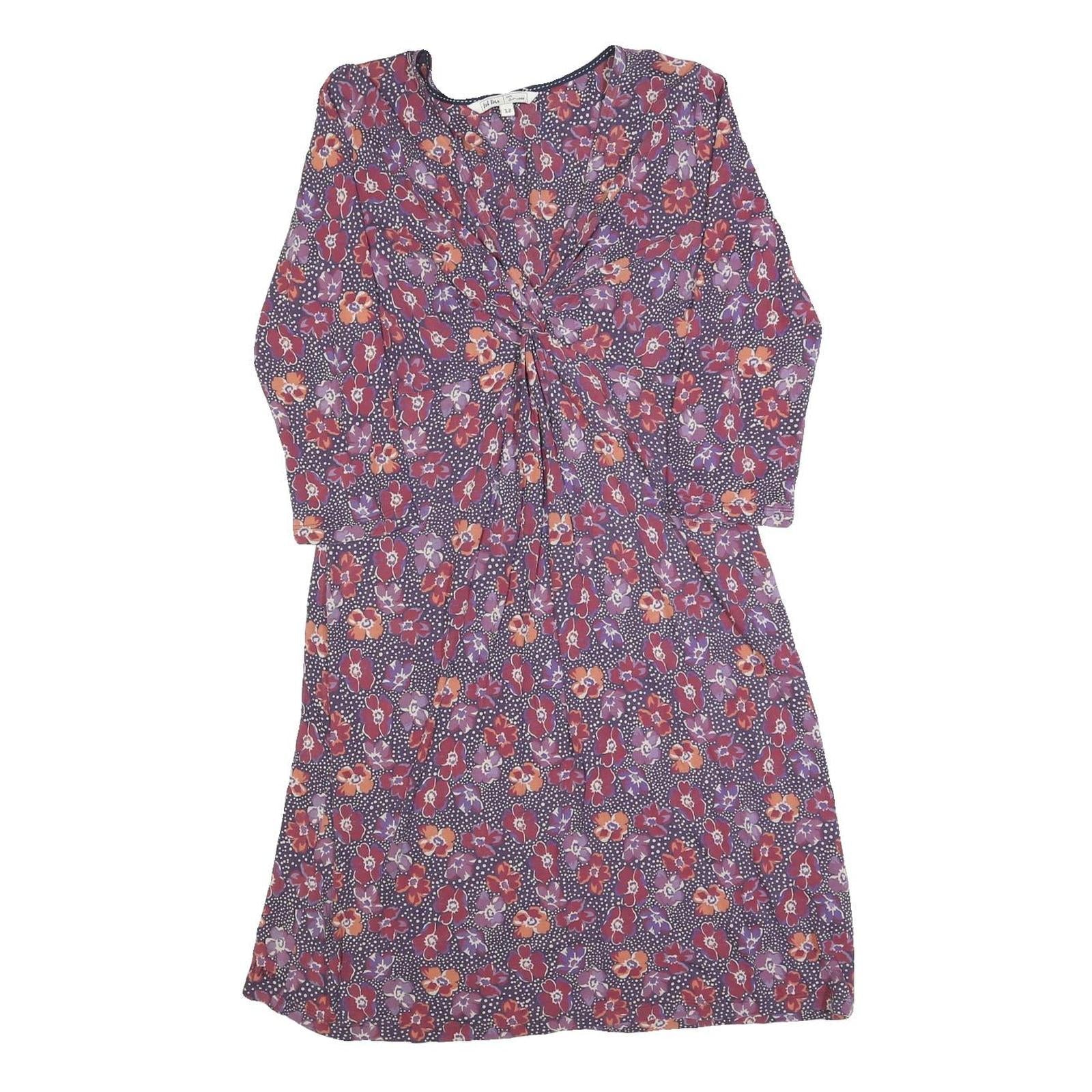 FAT FACE Womens Purple Floral Day Polyester Dress UK 12 Twist Front 3/4 Sleeve Refurbished - N/A refurbished available on Cerqular