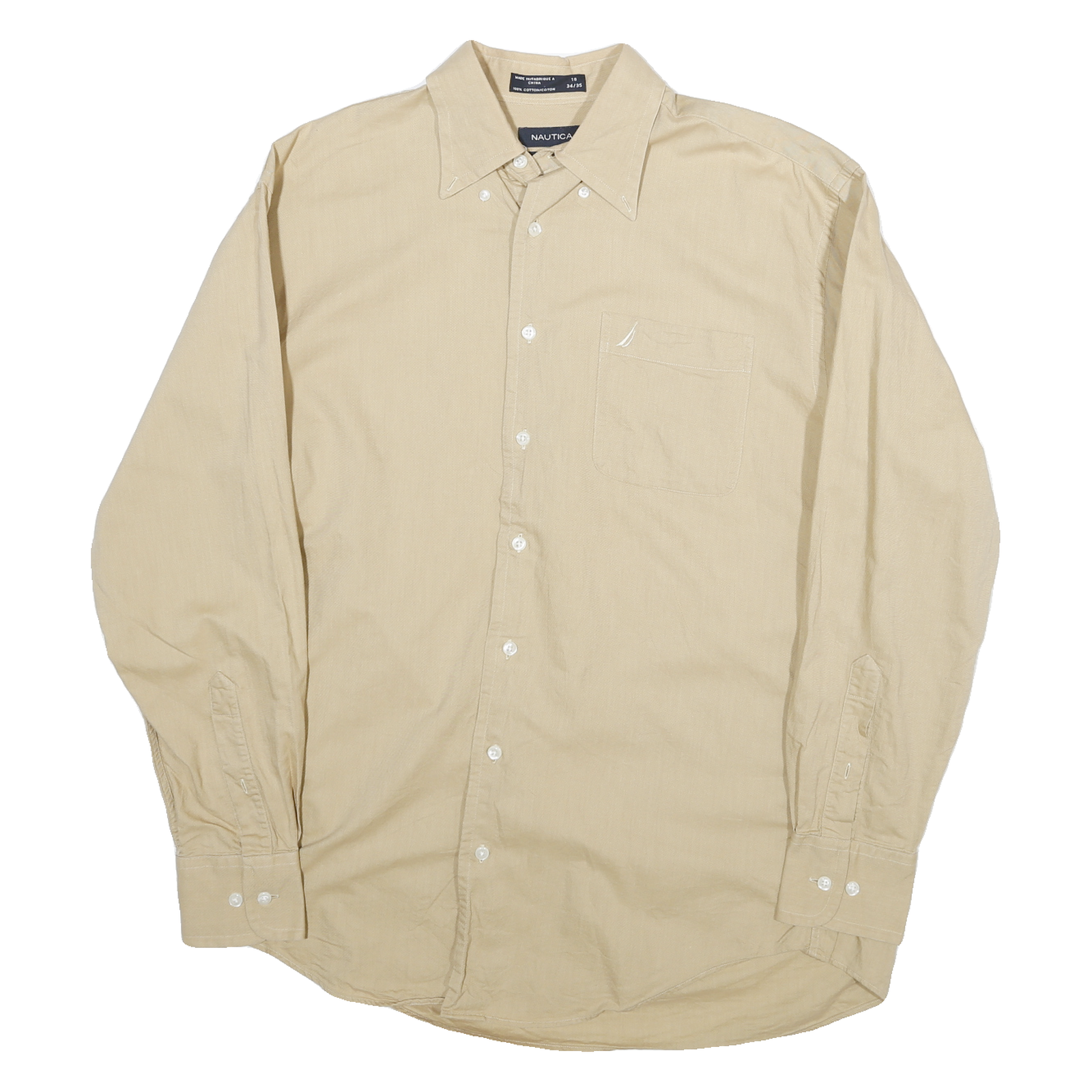 Buy NAUTICA Mens Beige Cotton Blend Shirt M Button-Down Collar Long Sleeve Casual Refurbished - $25.99 NAUTICA Mens Beige Cotton Blend Shirt M Button-Down Collar Long Sleeve Casual Refurbished - N/A refurbished available on Cerqular