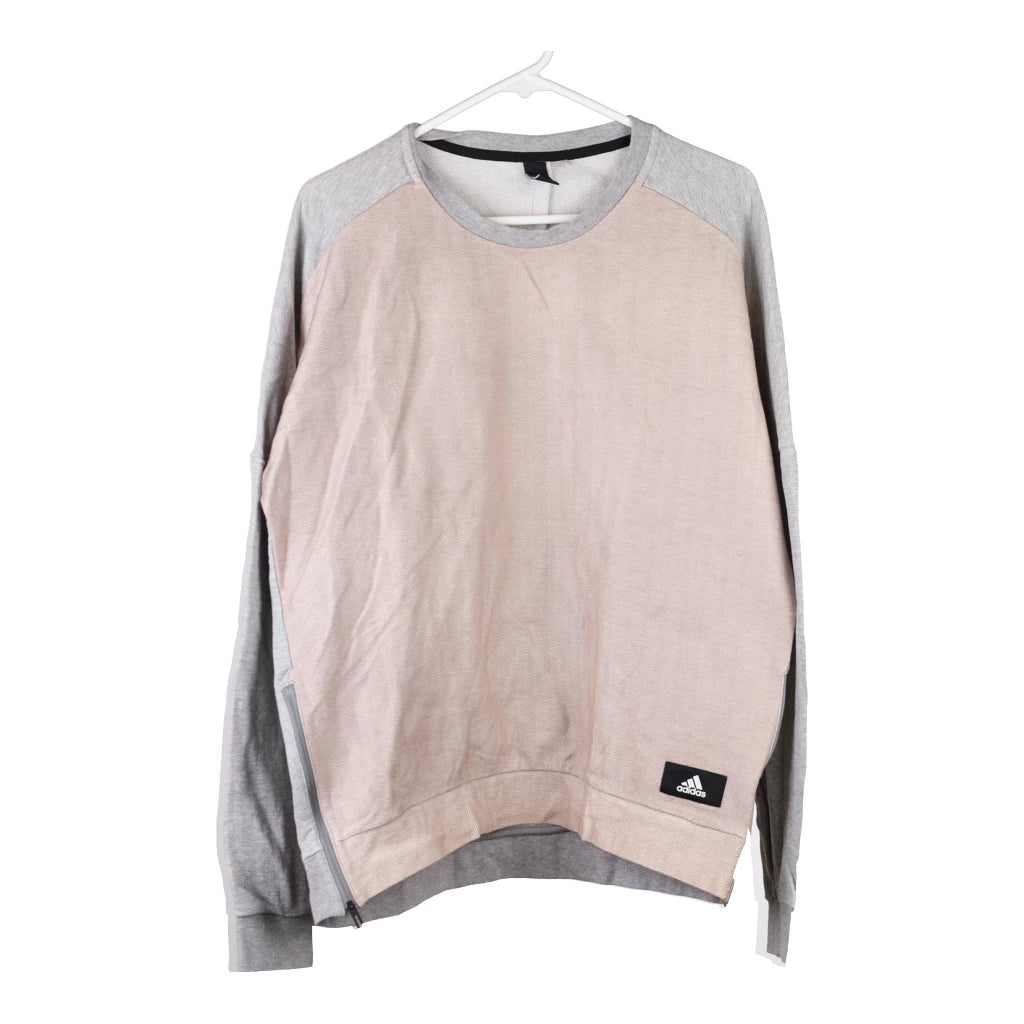 Adidas Sweatshirt - Large Grey Cotton Refurbished - Thrifted (note: this is a term often used to describe second- refurbished available on Cerqular