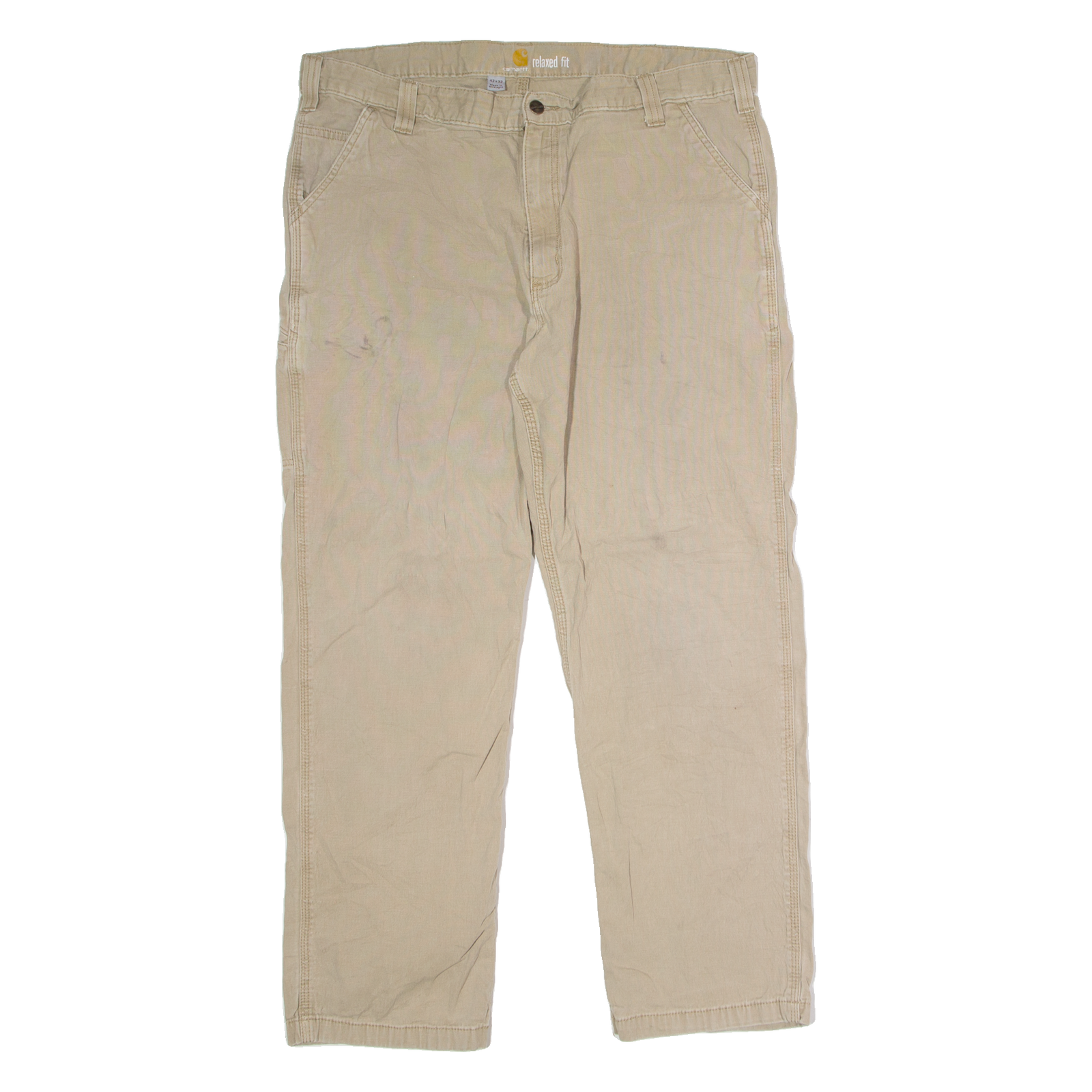 CARHARTT Carpenter Workwear Mens Canvas Trousers Beige Relaxed Straight W42 L32 Refurbished - N/A refurbished available on Cerqular