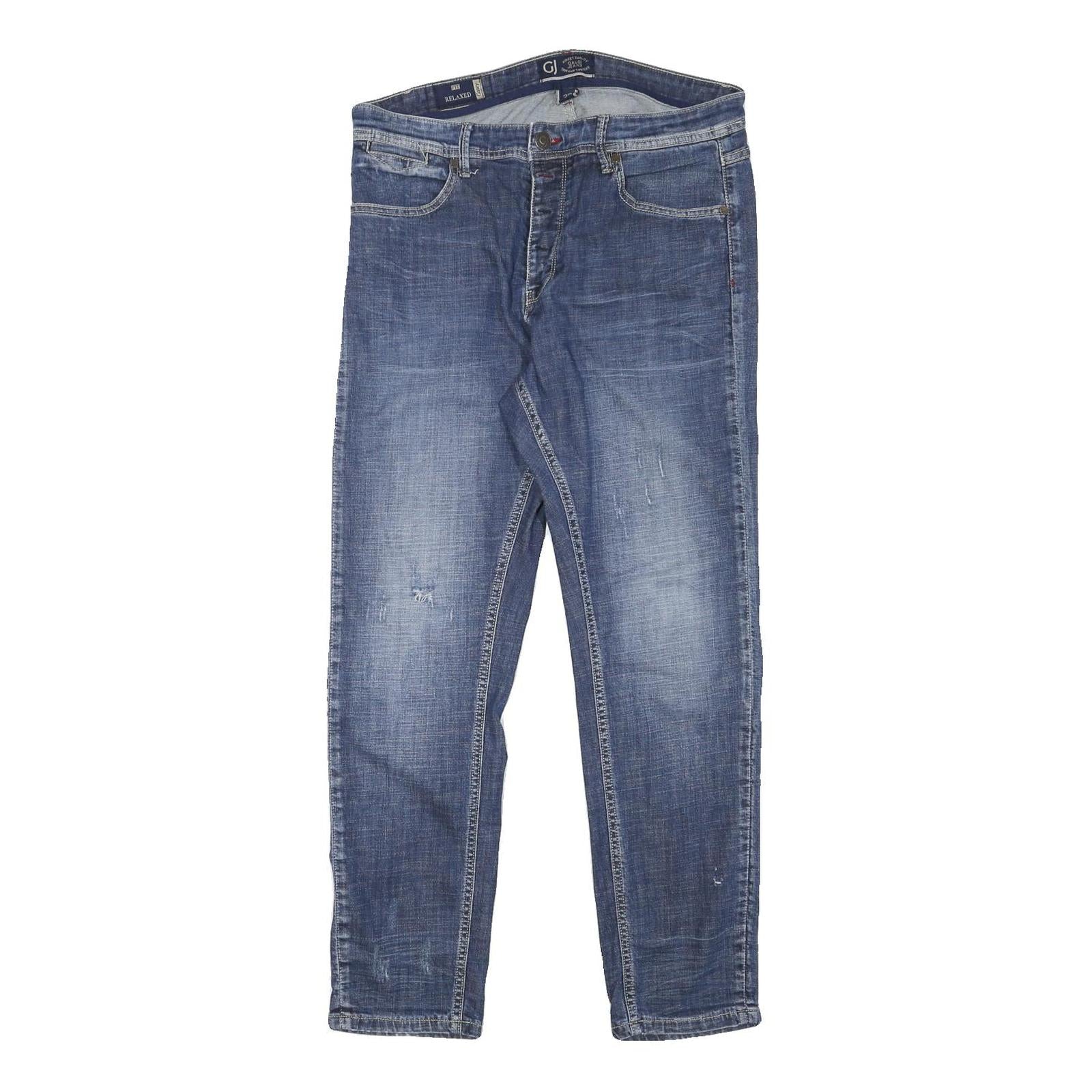 GAUDE JEANS Mens Blue Relaxed Straight Denim Fair W31 L29 Casual Wear Refurbished - N/A refurbished available on Cerqular