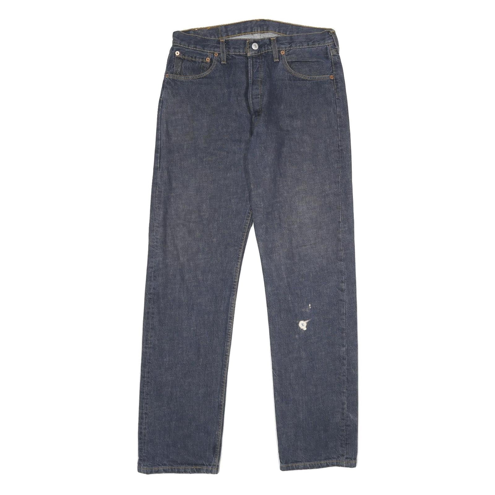 LEVI'S 501 Mens Jeans Blue Classic Straight Denim Medium W34 L34 Button Closure Refurbished - N/A refurbished available on Cerqular