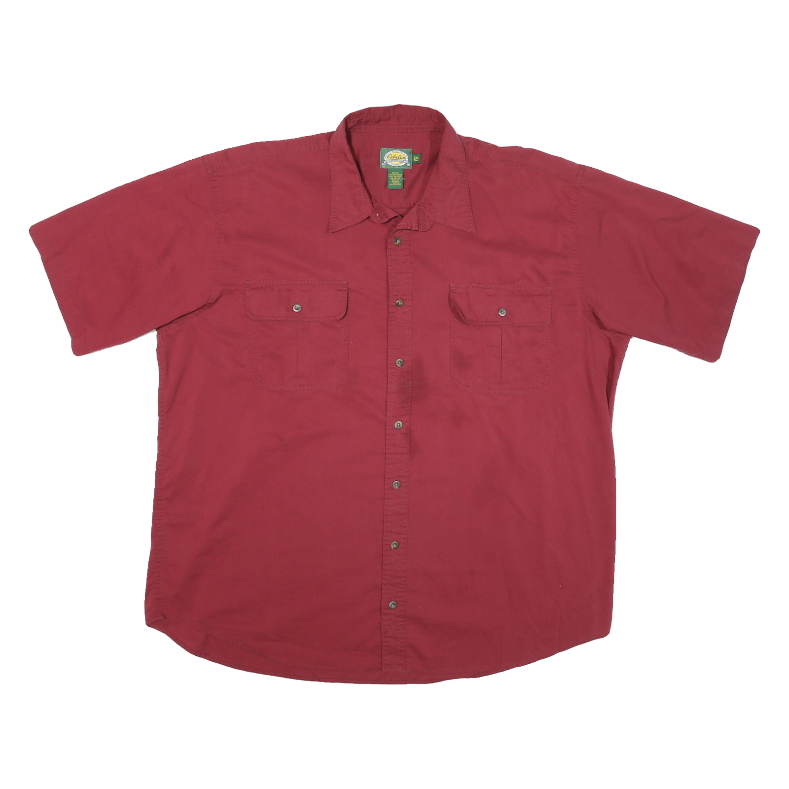CABELAS Mens Red Casual Shirt XL Button Front Short Sleeve Summer Refurbished - N/A refurbished available on Cerqular