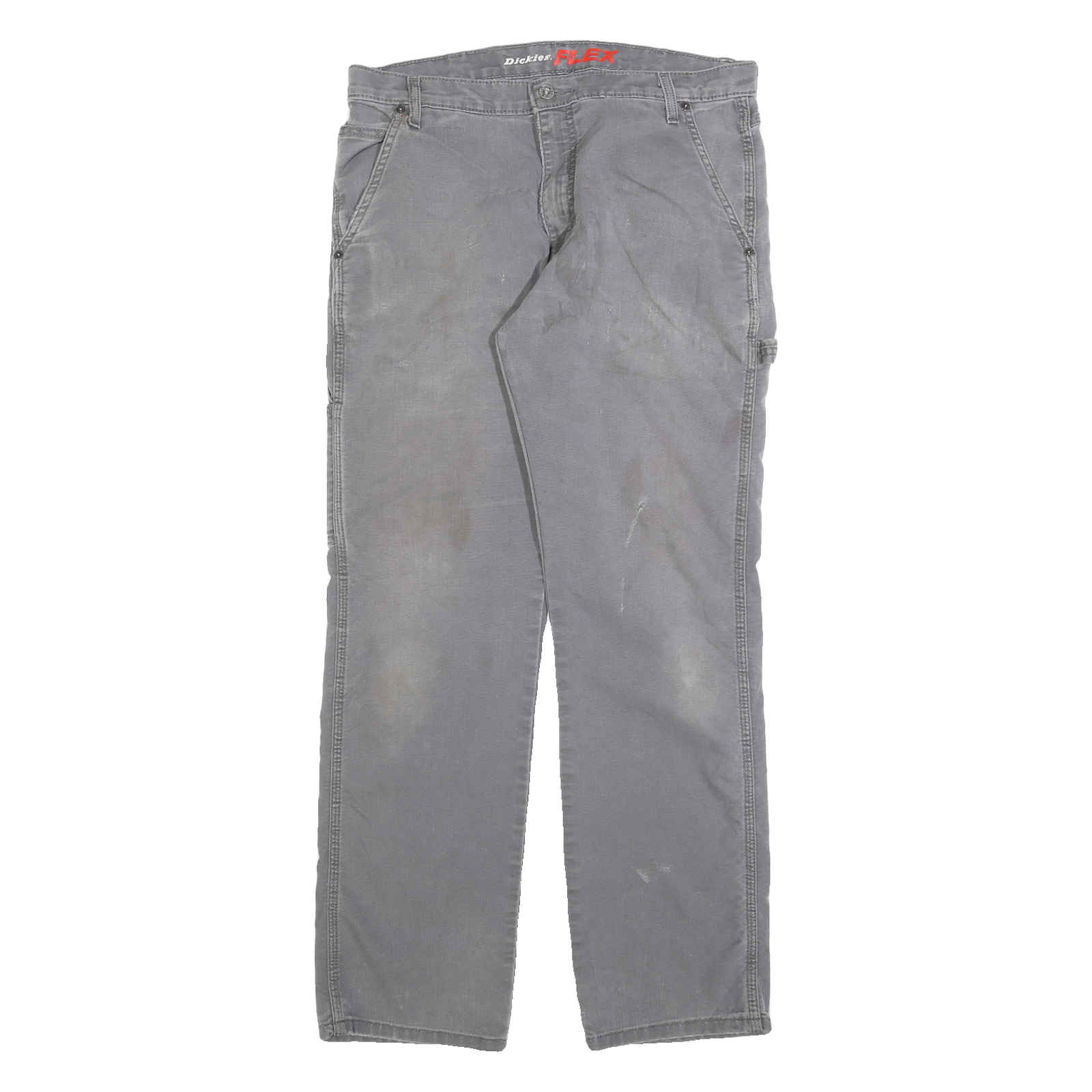 DICKIES Mens Cotton Blend Grey Regular Straight Trousers W36 L30 Workwear Zip Refurbished - N/A refurbished available on Cerqular