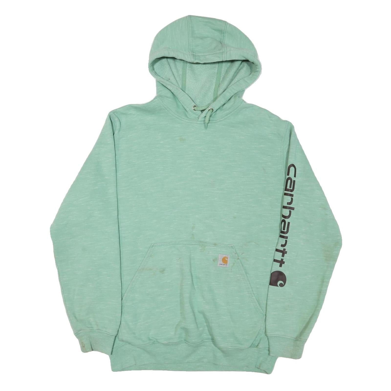 CARHARTT Mens Green Pullover Hoodie M Logo Print Workwear Cotton Blend Refurbished - N/A refurbished available on Cerqular