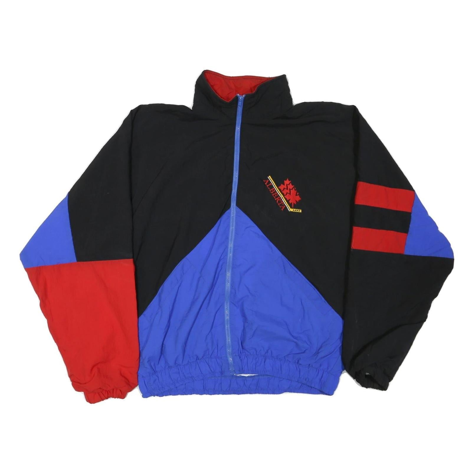 MEE Mens Black & Blue & Red Zip Up Nylon Jacket XL Colourblock Casual Outerwear Refurbished - N/A refurbished available on Cerqular