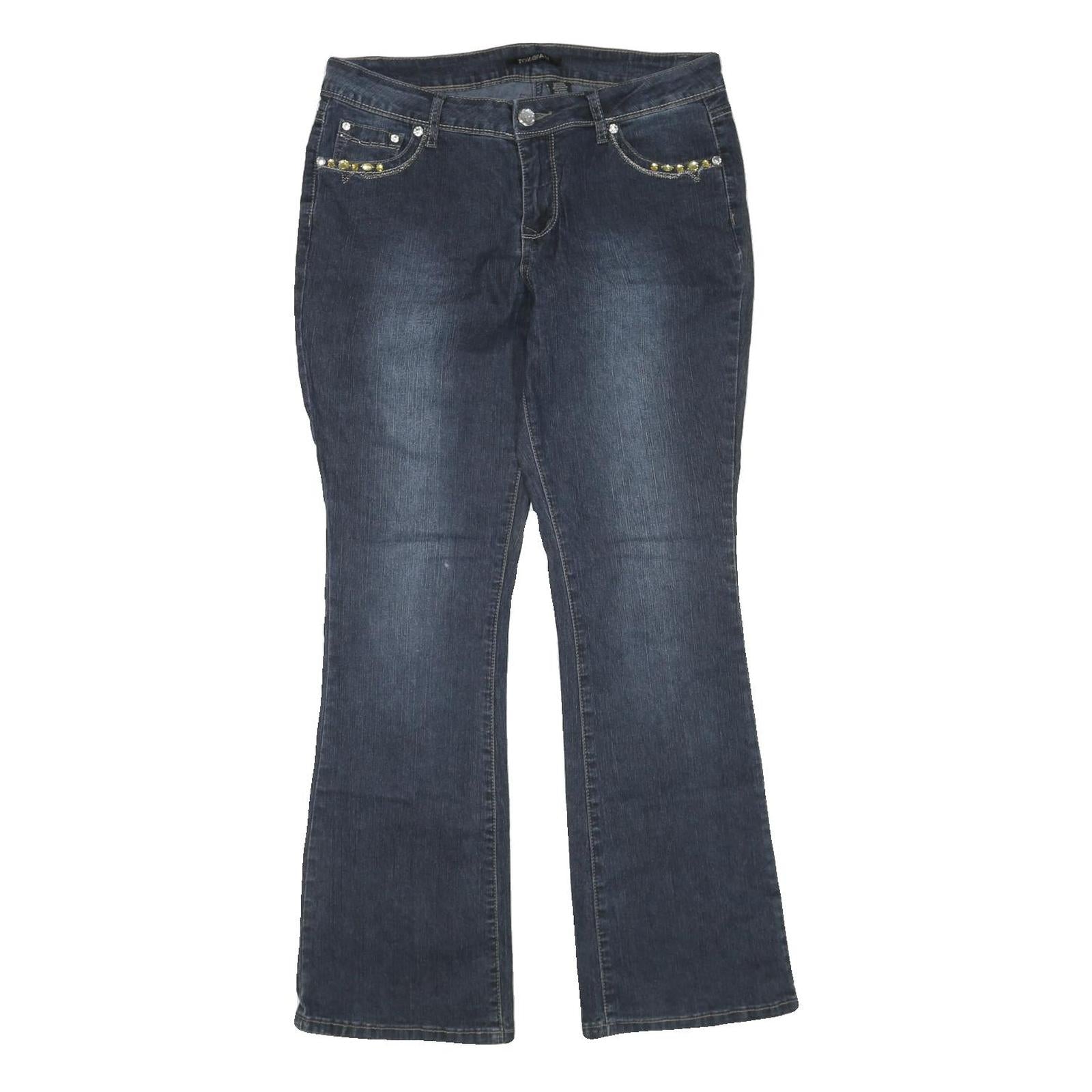 ROZ & ALI Womens Blue Regular Fit Flared Denim Cotton Blend Medium W34 L31 Refurbished - N/A refurbished available on Cerqular