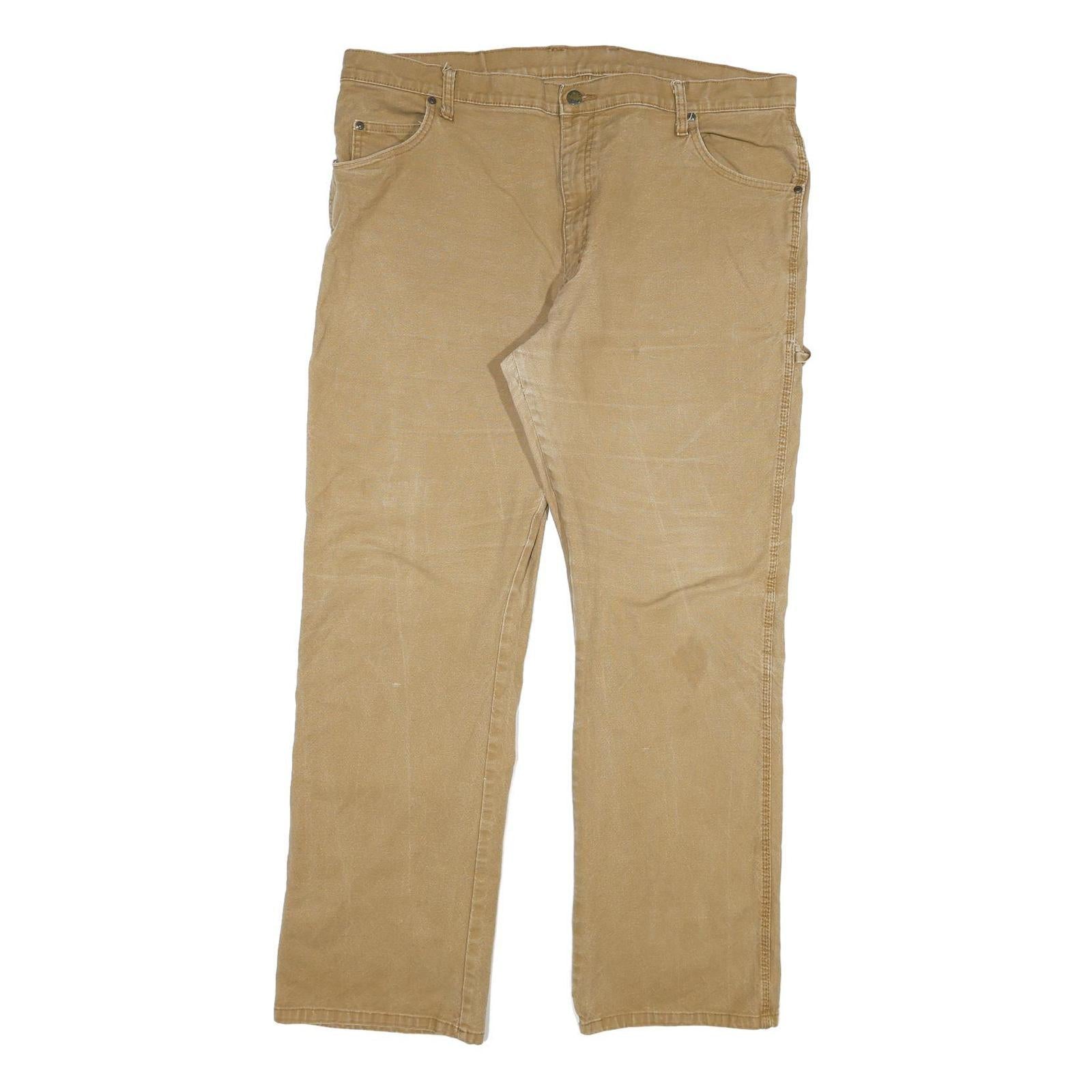 DICKIES Mens Regular Fit Beige Cotton Blend Zip Trousers W40 L32 Workwear Casual Refurbished - N/A refurbished available on Cerqular