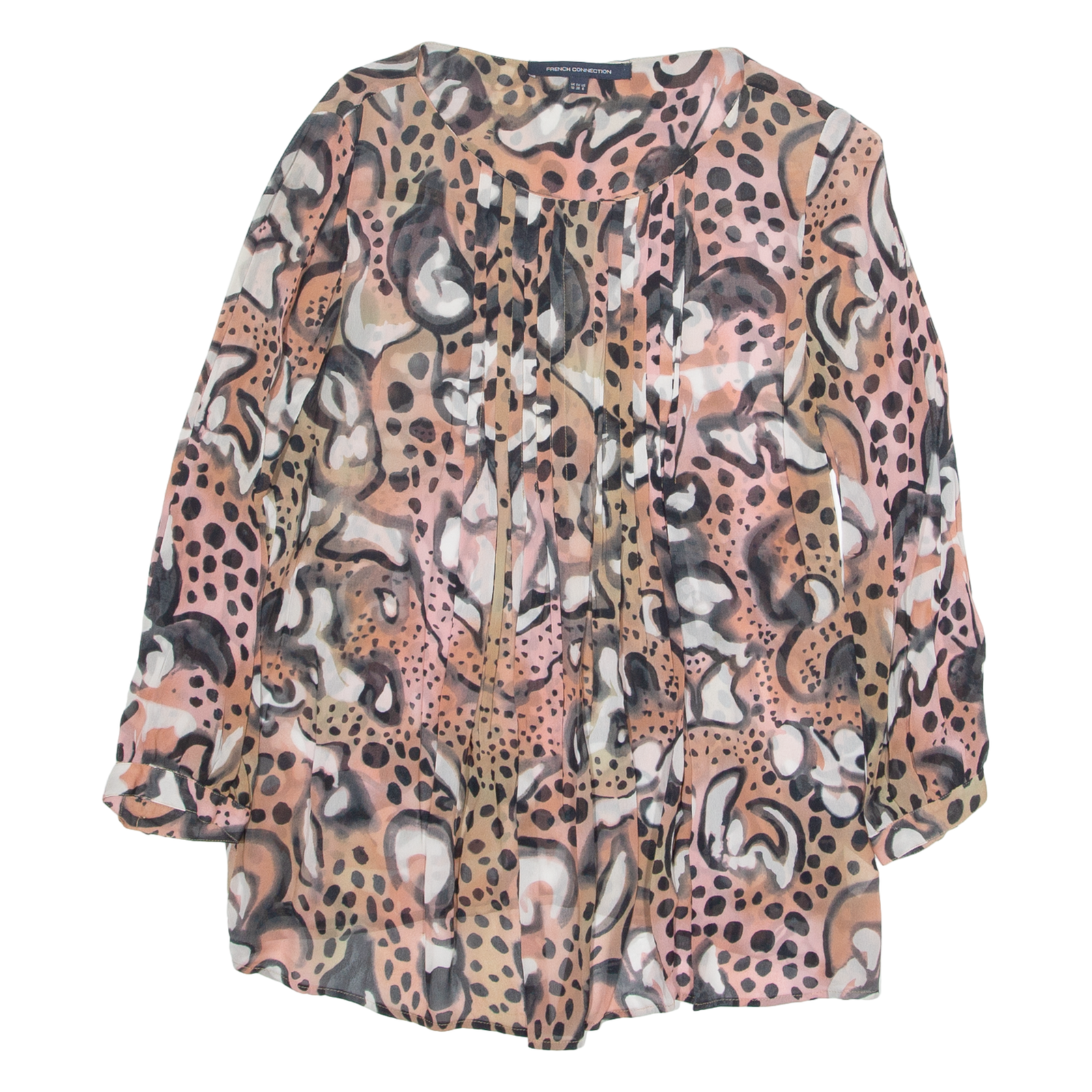 FRENCH COLLECTION Womens Printed Top Pink Long Sleeve Animal Print UK 10 Refurbished - N/A refurbished available on Cerqular