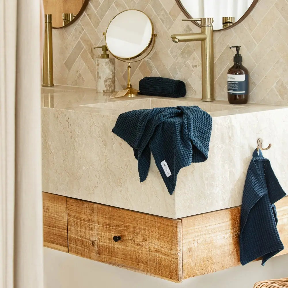 Bamboo Waffle Towels | Color: Cloud | Size: Wash Cloth Refurbished - Ettitude refurbished available on Cerqular