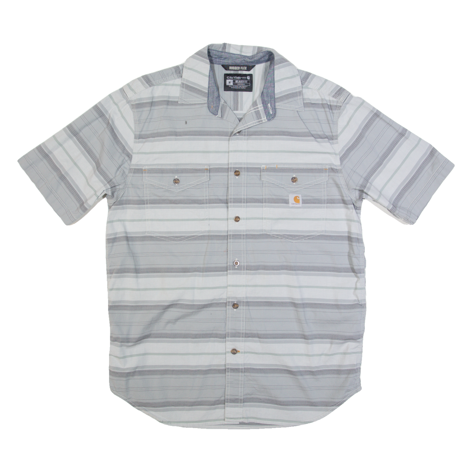 CARHARTT Relaxed Fit Mens Shirt Grey Striped M Refurbished - N/A refurbished available on Cerqular