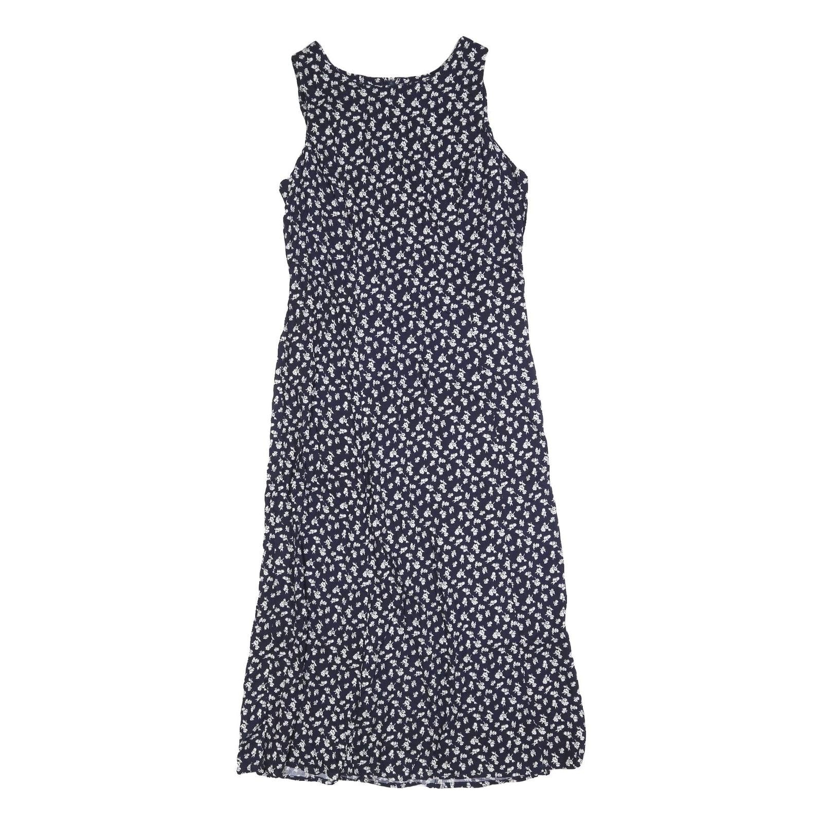 PERI PETITES Womens Navy Blue Floral Sleeveless Day Cotton Blend Midi Dress S Refurbished - N/A refurbished available on Cerqular