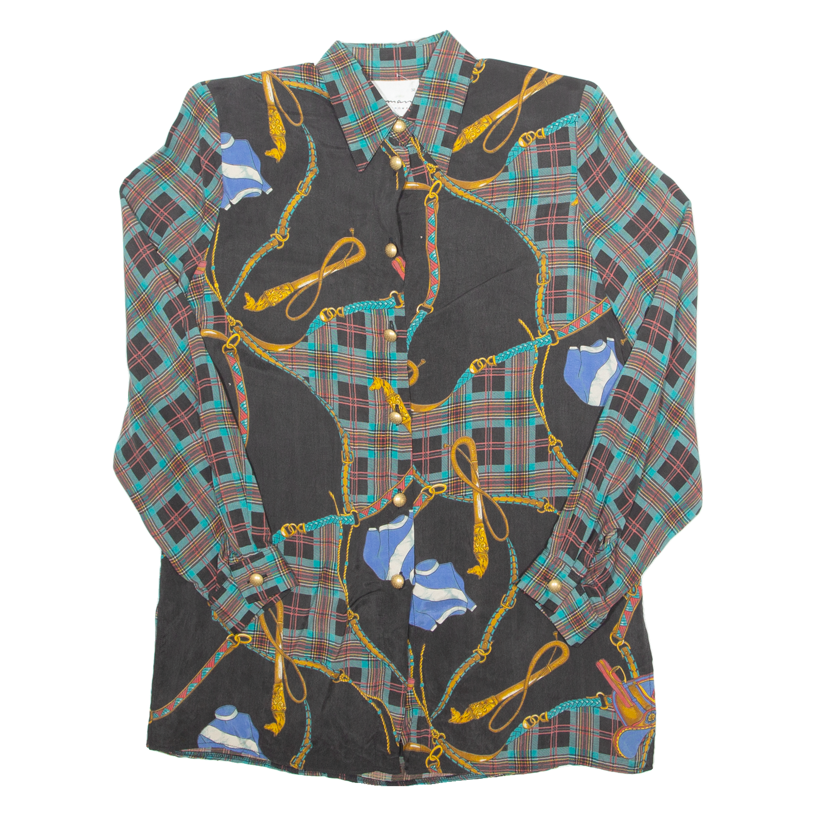 Womens Printed Shirt Black Long Sleeve Crazy Pattern L Refurbished - N/A refurbished available on Cerqular