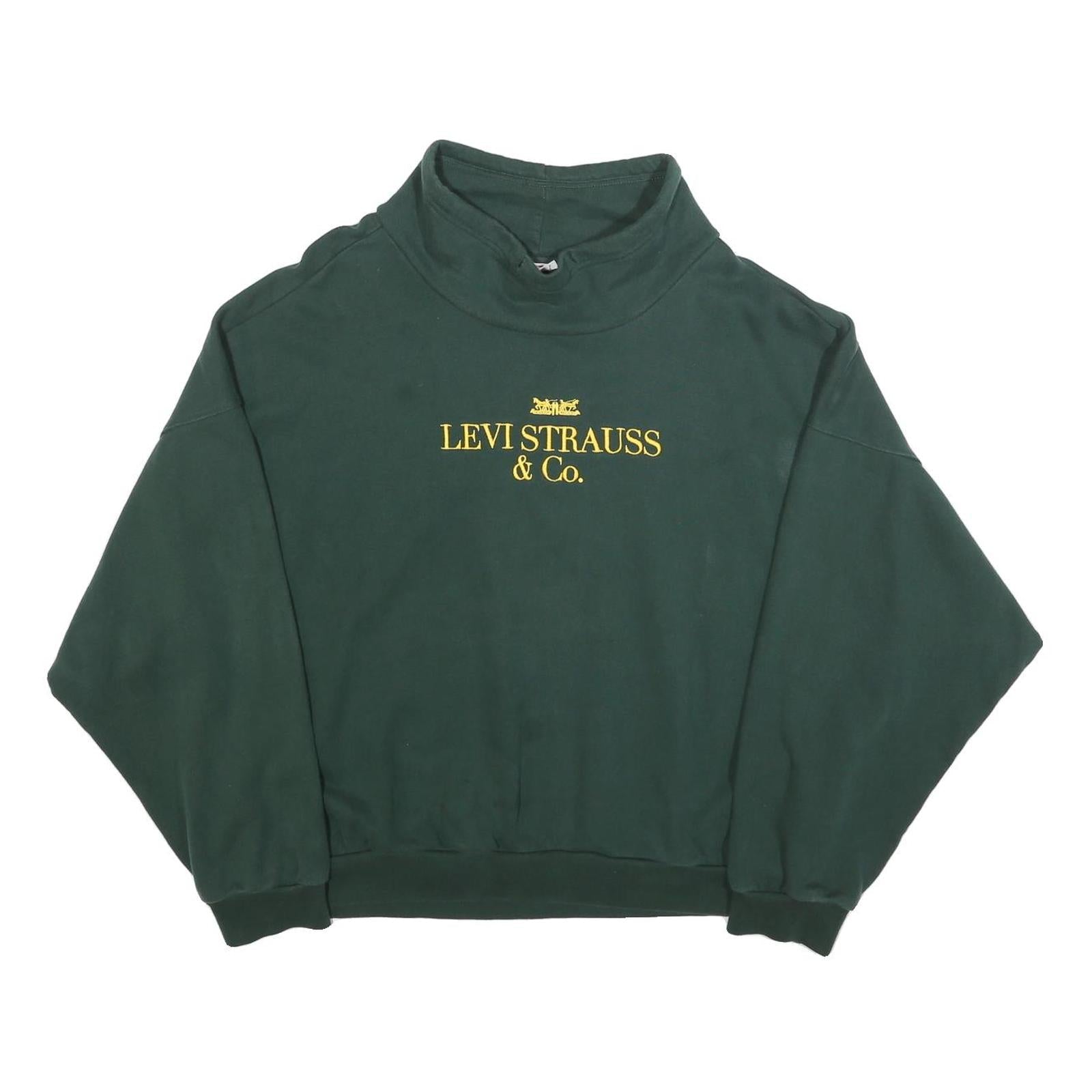 LEVI'S Womens Green Sweatshirt Mock Neck L Cotton Blend Pullover Casual Refurbished - N/A refurbished available on Cerqular
