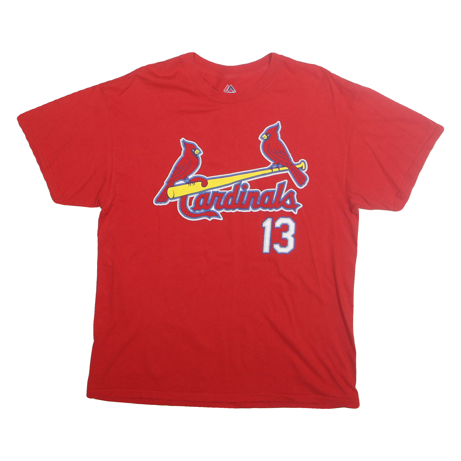 MAJESTIC Mens Red Cardinals Graphic T-Shirt L Short Sleeve Crew Neck Baseball Refurbished - N/A refurbished available on Cerqular