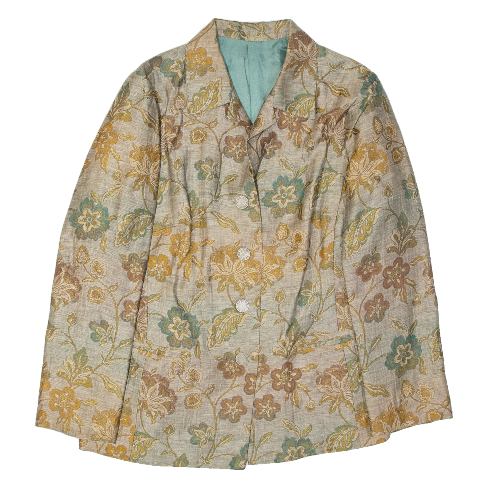 Womens Blazer Jacket Beige 90s Floral M Refurbished - N/A refurbished available on Cerqular