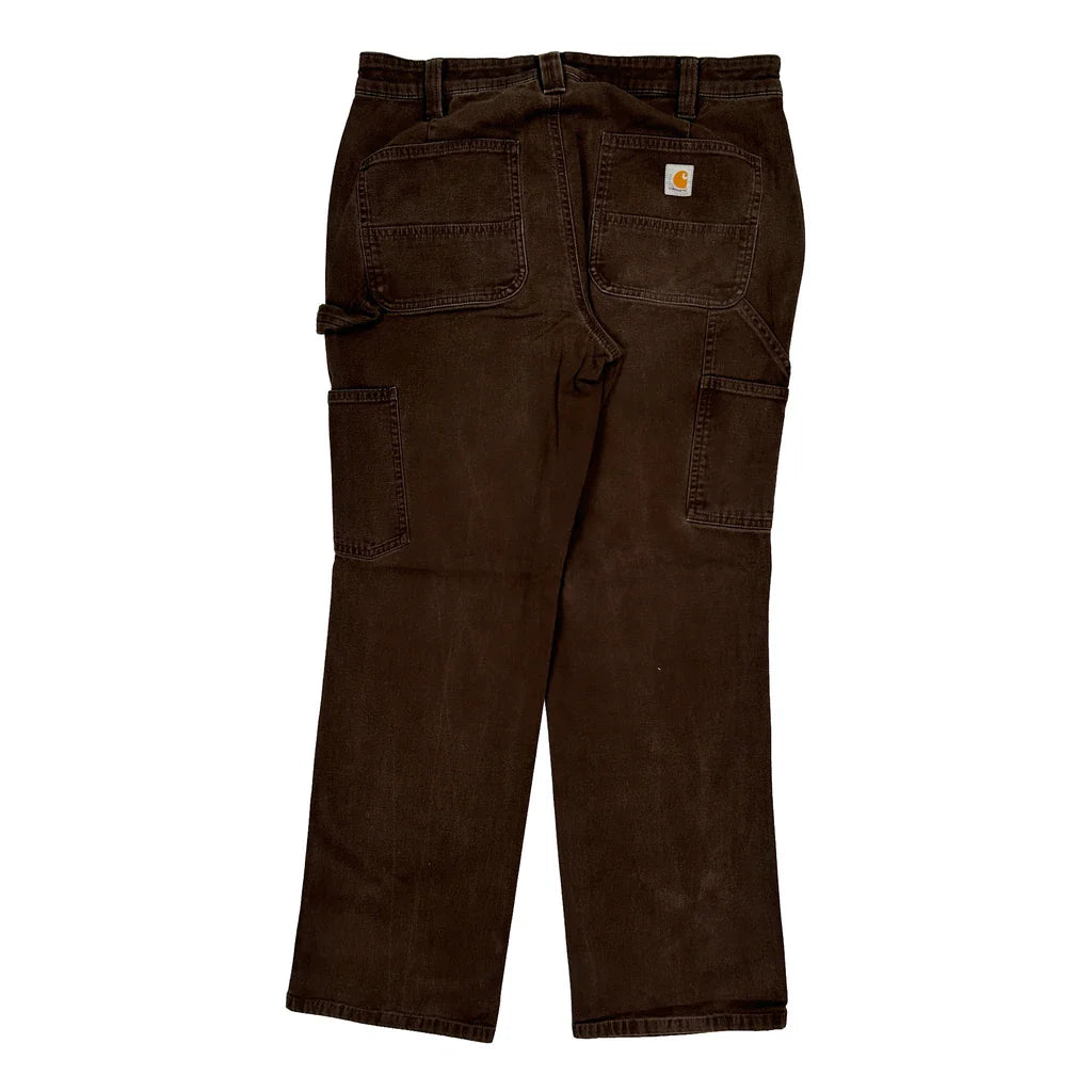 Carhartt Carpenter Trousers - 32W UK 12 Brown Cotton Refurbished - Thrifted (note: this is a term often used to describe second- refurbished available on Cerqular