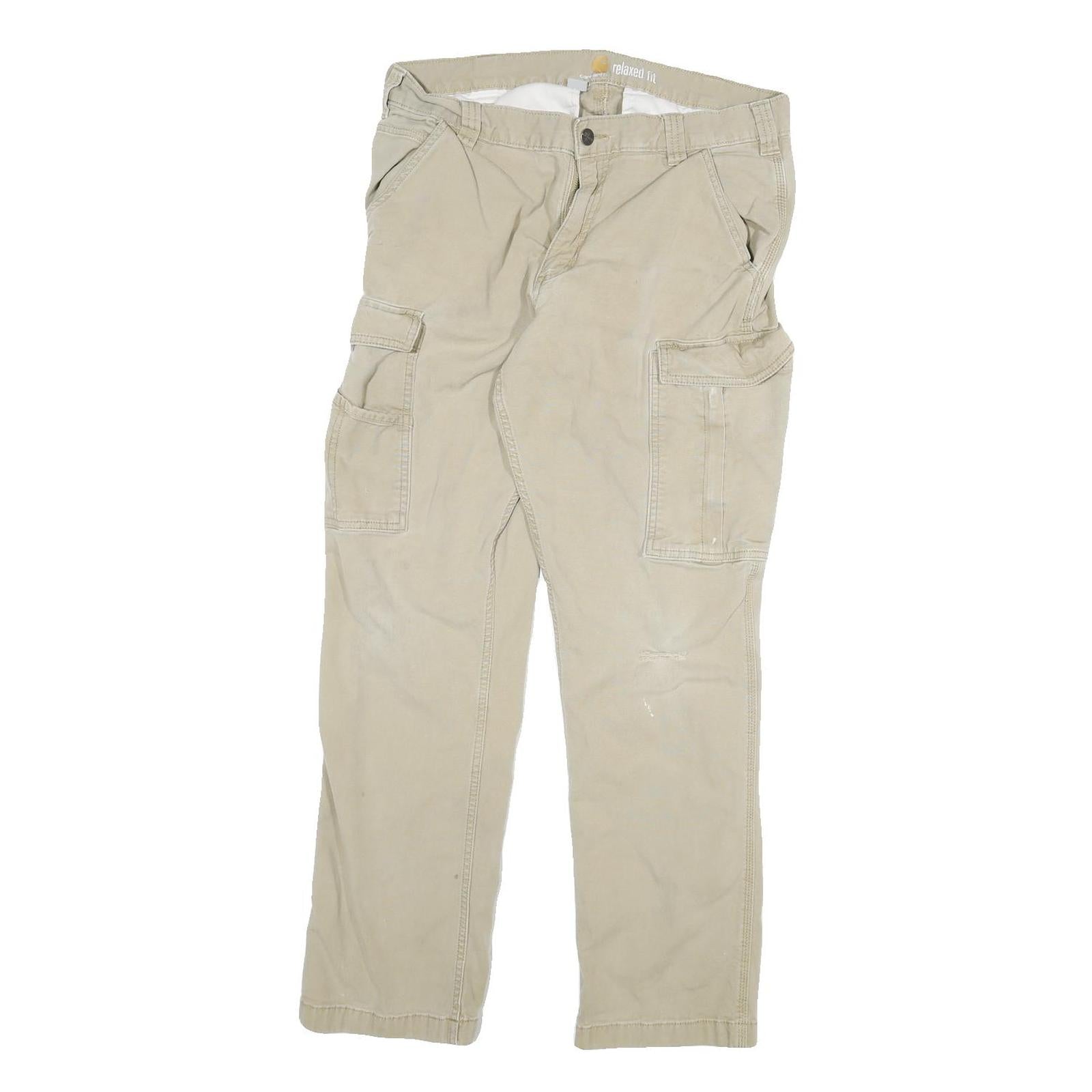CARHARTT Mens Jeans Beige Relaxed Straight Cotton Blend W32 L29 Cargo Pocket Refurbished - N/A refurbished available on Cerqular