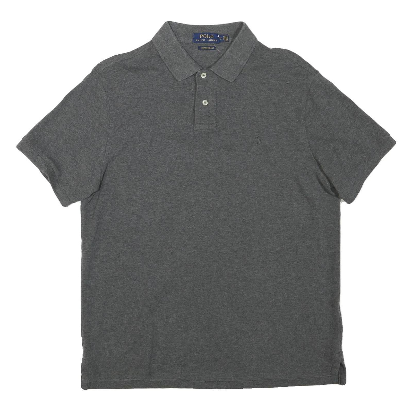 POLO RALPH LAUREN Mens Grey Short Sleeve Plain L Cotton Blend Polo Shirt Refurbished - N/A refurbished available on Cerqular