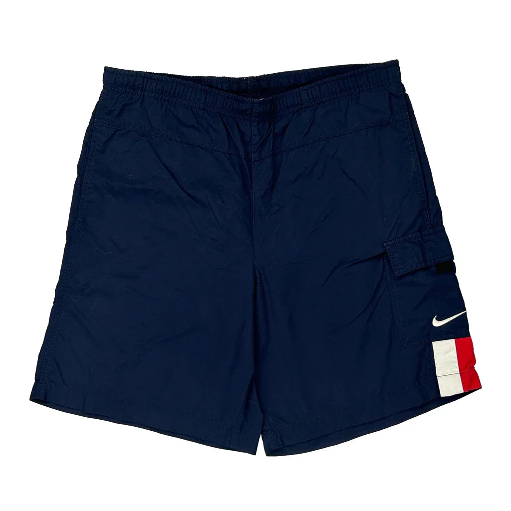 Nike Sport Shorts - Small Navy Nylon Refurbished - Thrifted (note: this is a term often used to describe second- refurbished available on Cerqular