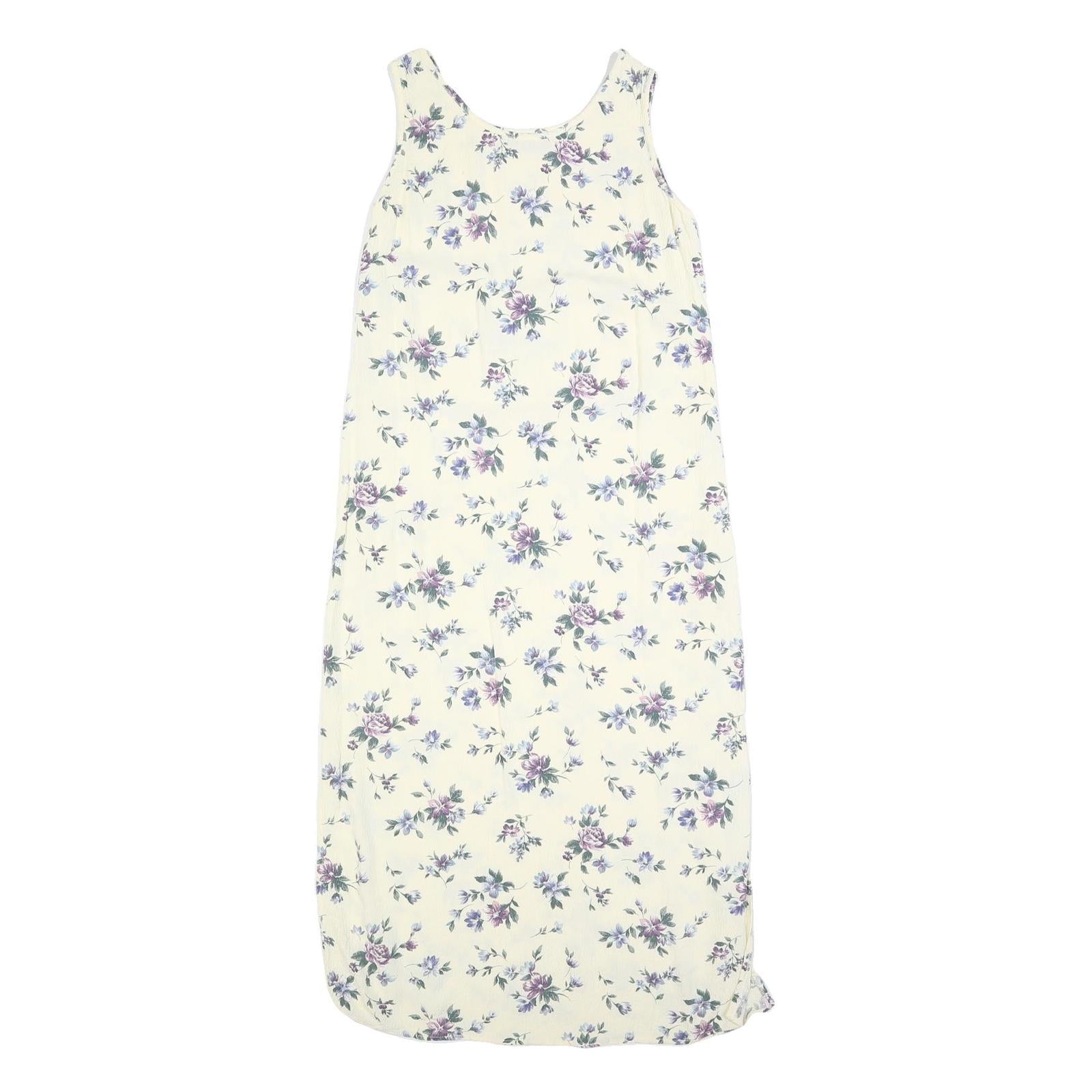 MOLLY MALLOY Womens Cream Floral Sleeveless Midi Dress Cotton Blend M Light Refurbished - N/A refurbished available on Cerqular