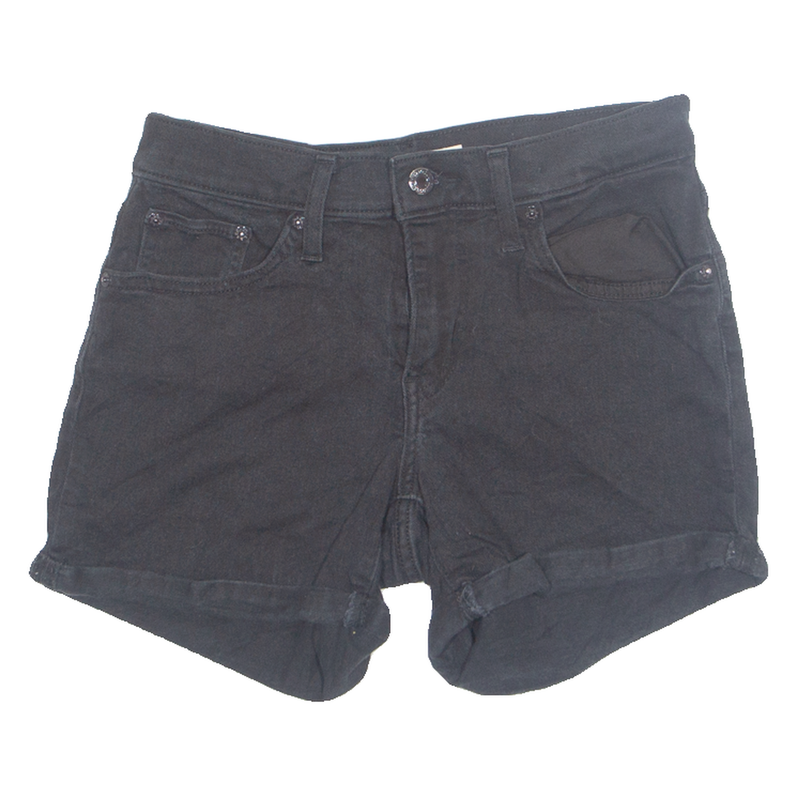 LEVI'S Turn Up Stretch Womens Denim Shorts Black S W28 Refurbished - N/A refurbished available on Cerqular