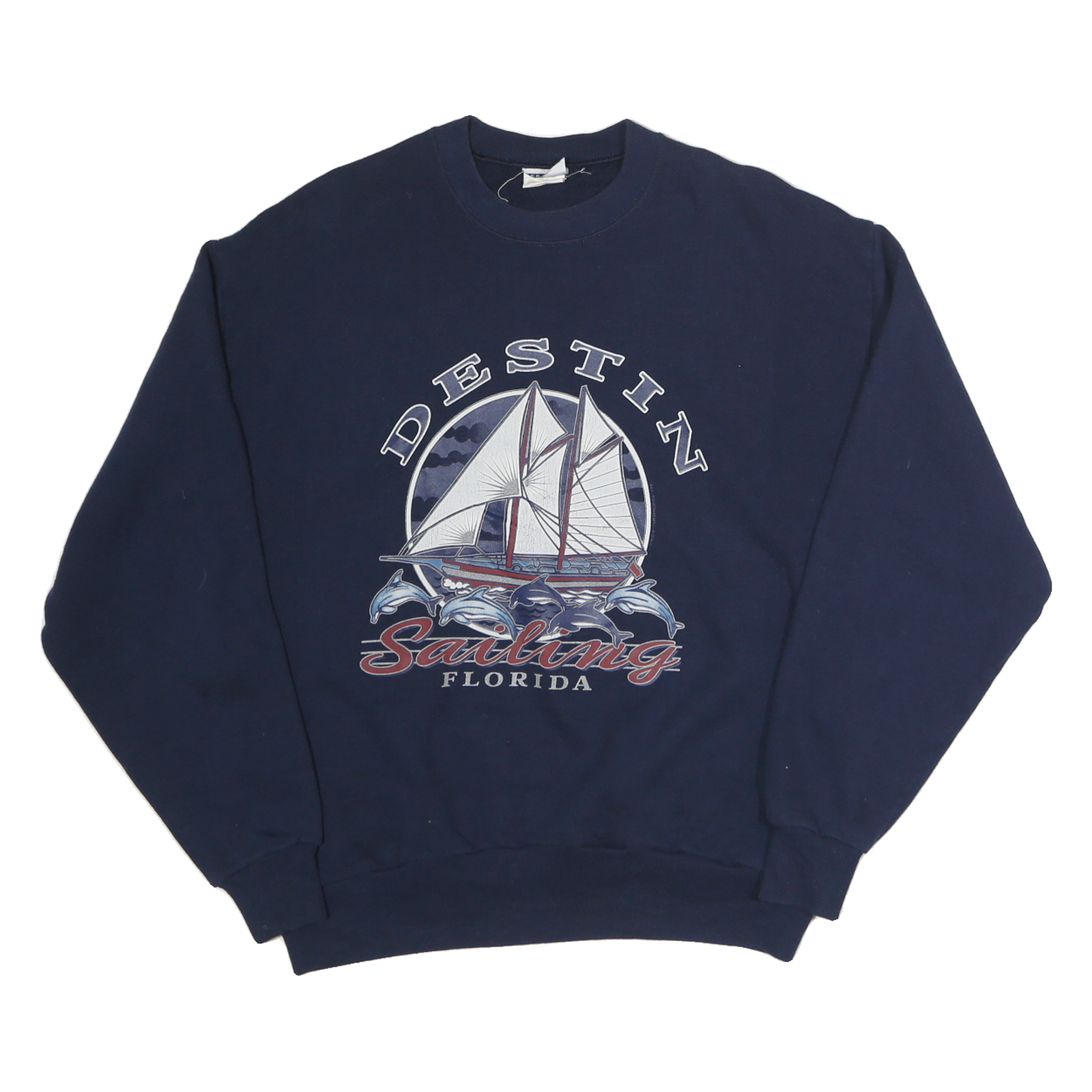 JERZEES Mens Navy Blue Sailing Florida Crew Neck Sweatshirt M Cotton Refurbished - N/A refurbished available on Cerqular