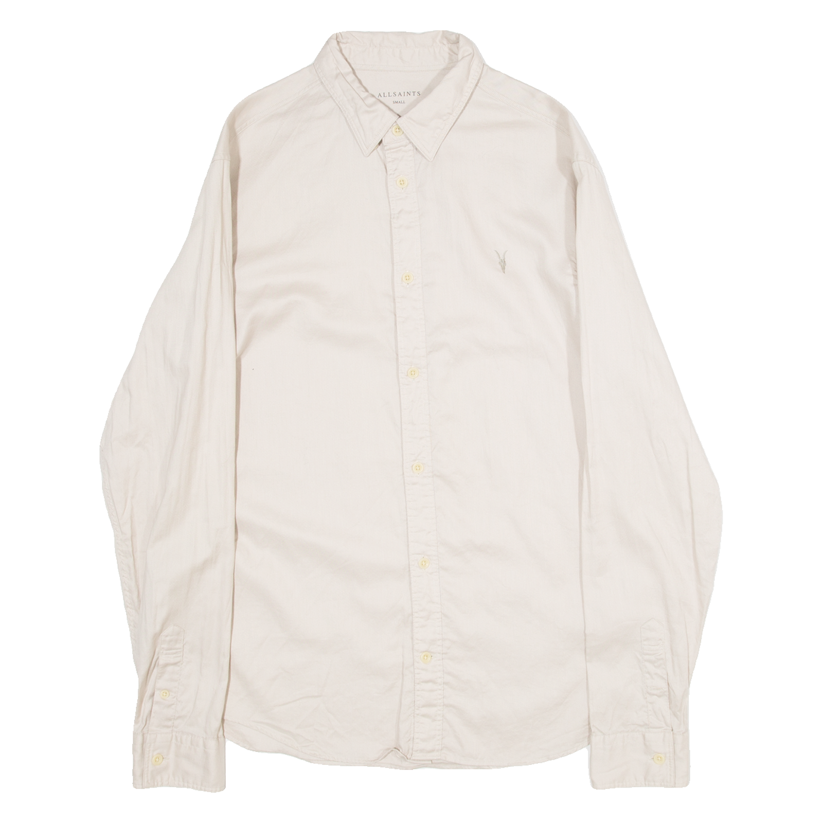 ALL SAINTS Mens Plain Shirt Beige Long Sleeve S Refurbished - N/A refurbished available on Cerqular