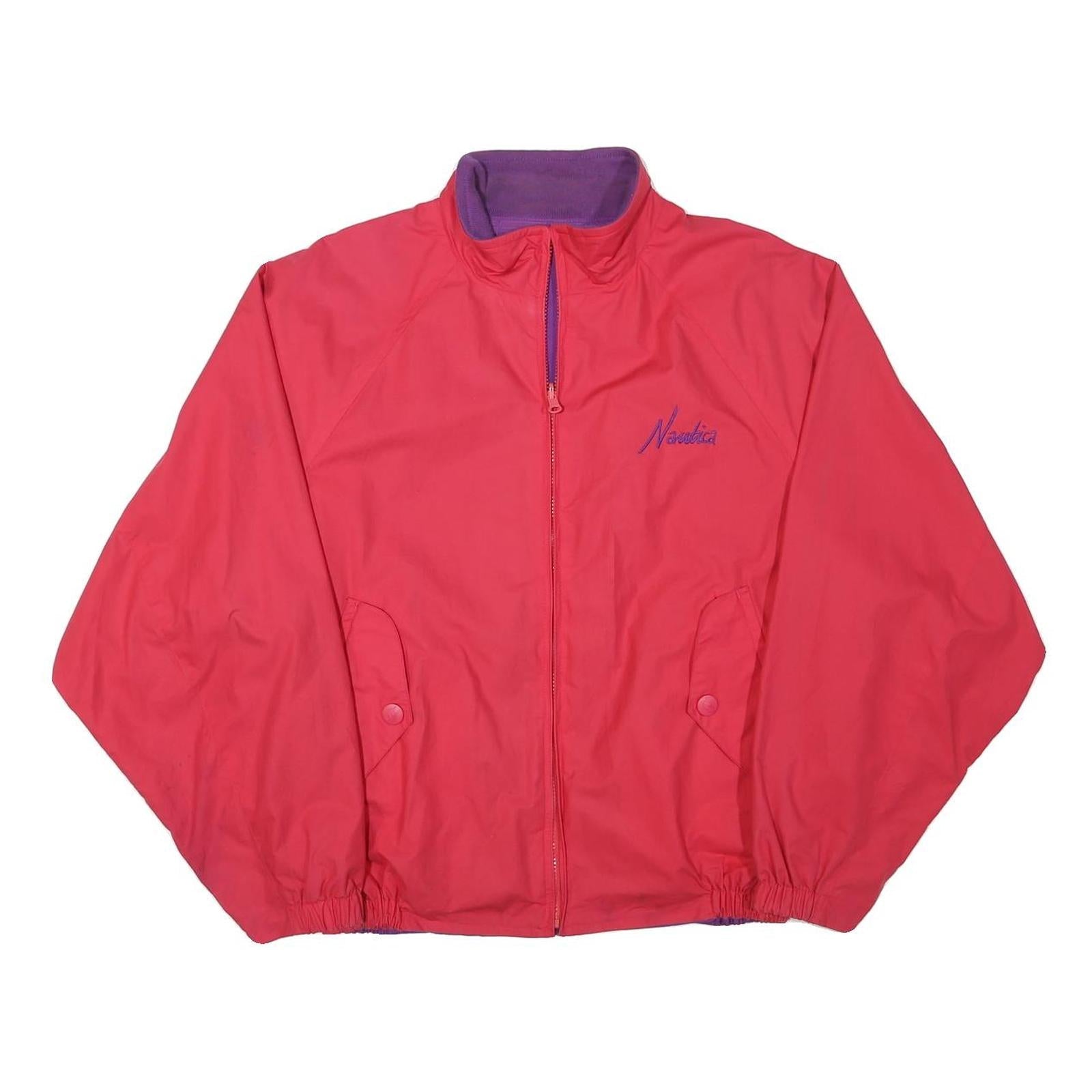 NAUTICA Mens Red & Purple Zip Jacket L Cotton Blend Plain Casual Lightweight Refurbished - N/A refurbished available on Cerqular