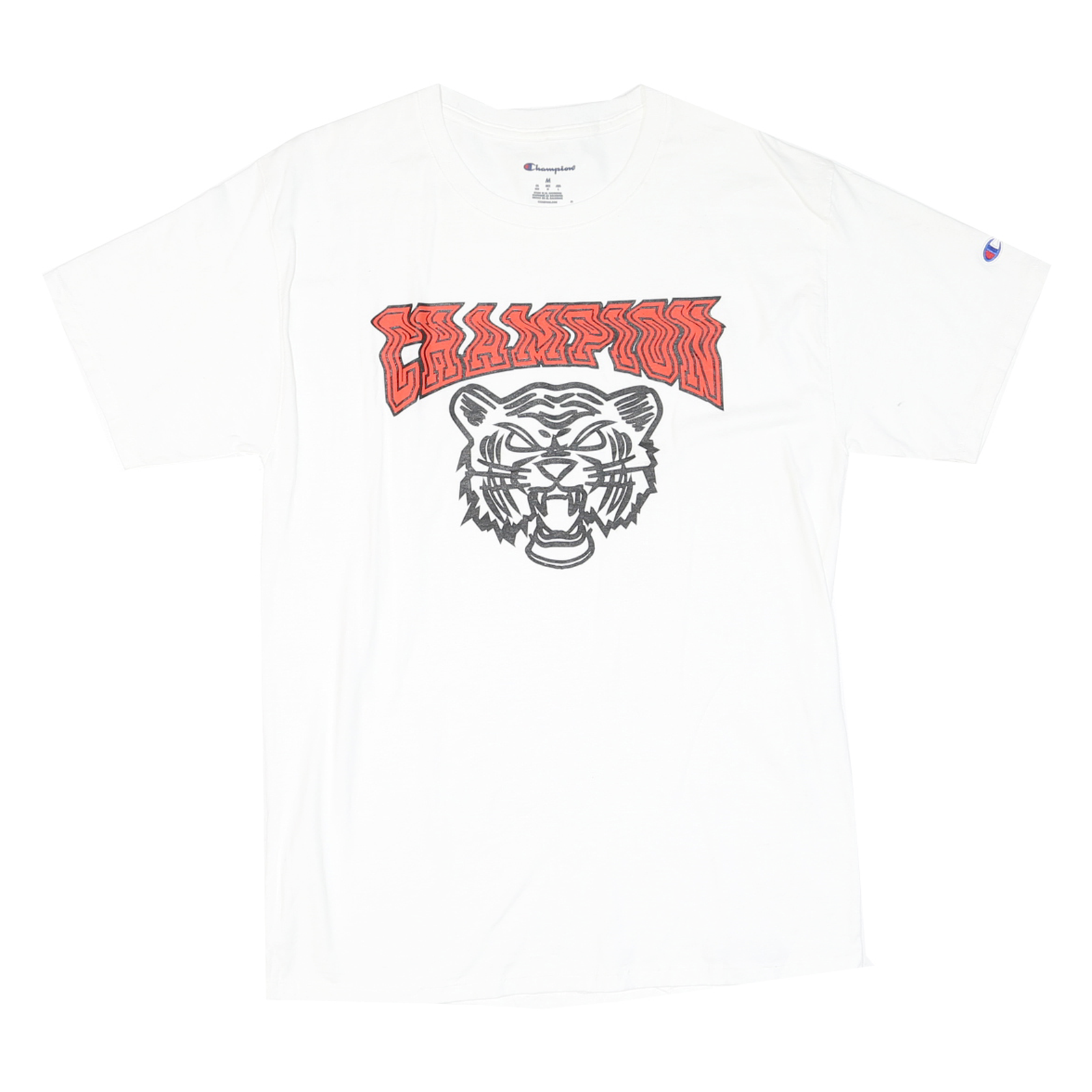 CHAMPION Mens White Graphic T-Shirt M Short Sleeve Crew Neck Cotton Blend Casual Refurbished - N/A refurbished available on Cerqular