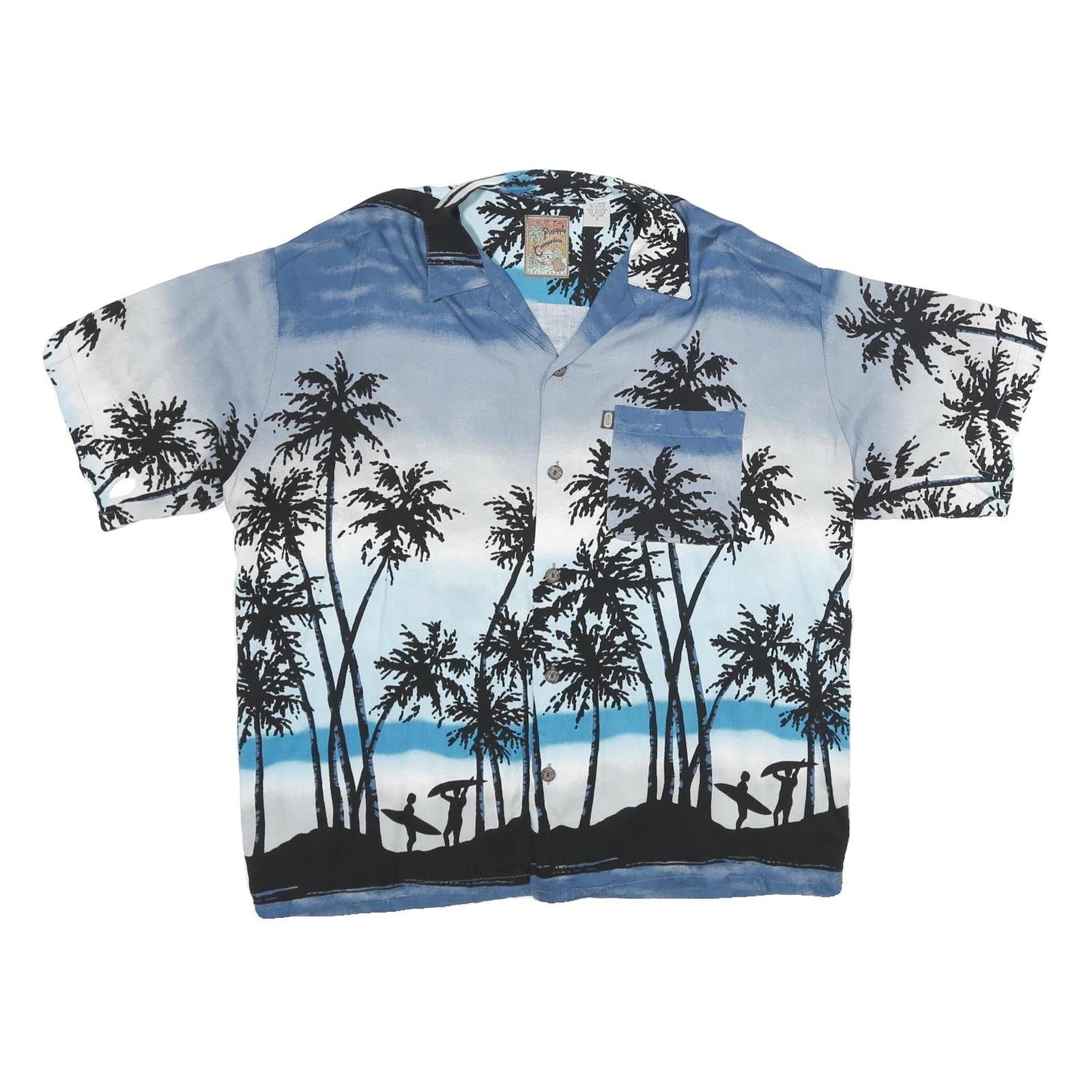 PINEAPPLE CONNECTION Mens Blue & Black Hawaiian Shirt S Rayon Beach Surfing Refurbished - N/A refurbished available on Cerqular