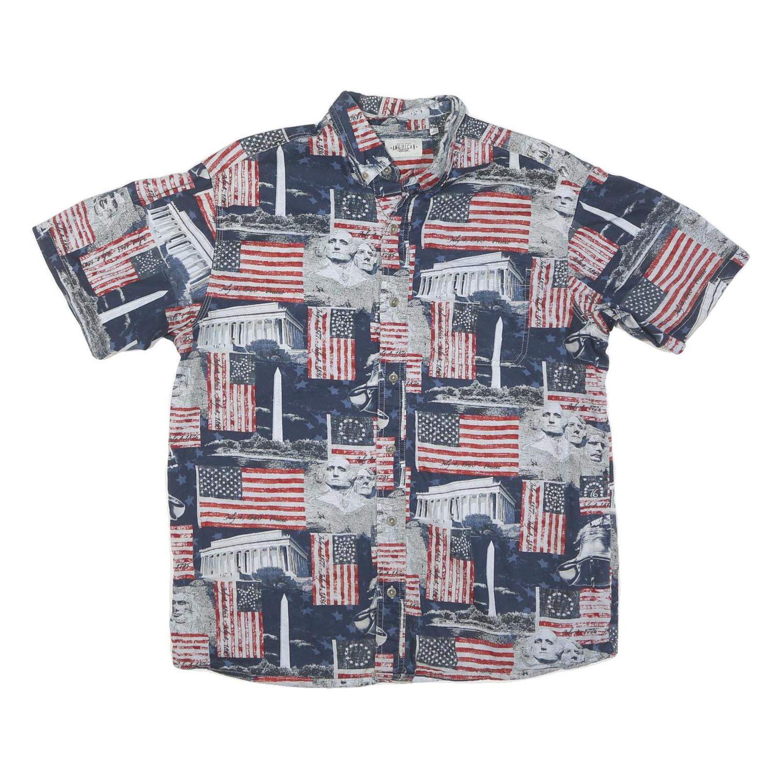 Buy AMERICAN Mens Blue Red White Cotton Blend Short Sleeve Shirt L Stars Stripes USA Refurbished - $23.39 AMERICAN Mens Blue Red White Cotton Blend Short Sleeve Shirt L Stars Stripes USA Refurbished - N/A refurbished available on Cerqular