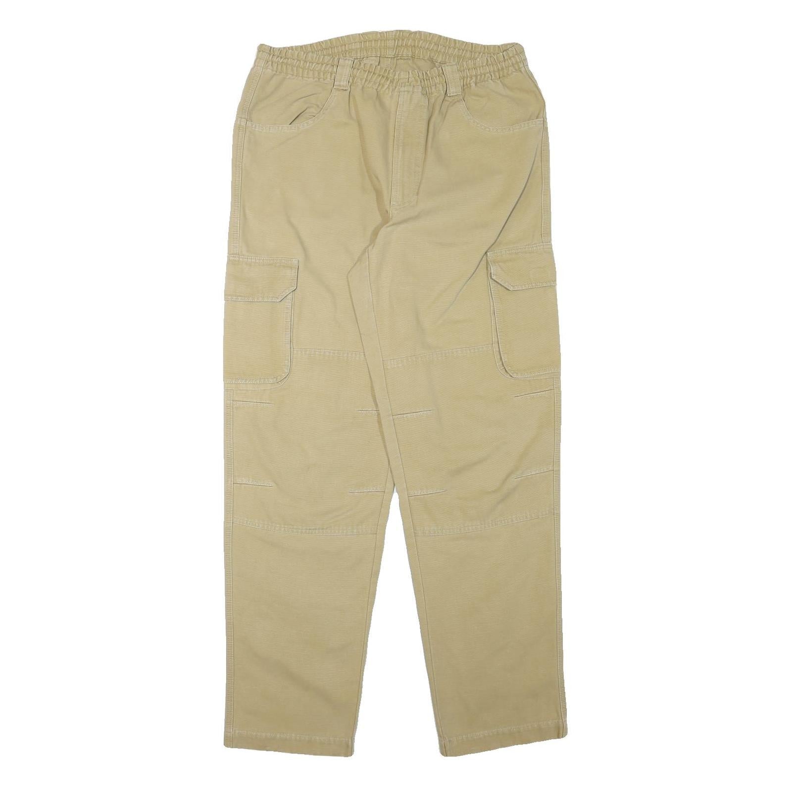 THINK PINK Mens Cotton Blend Beige Relaxed Cargo Trousers W34 L33 Casual Zip Refurbished - N/A refurbished available on Cerqular