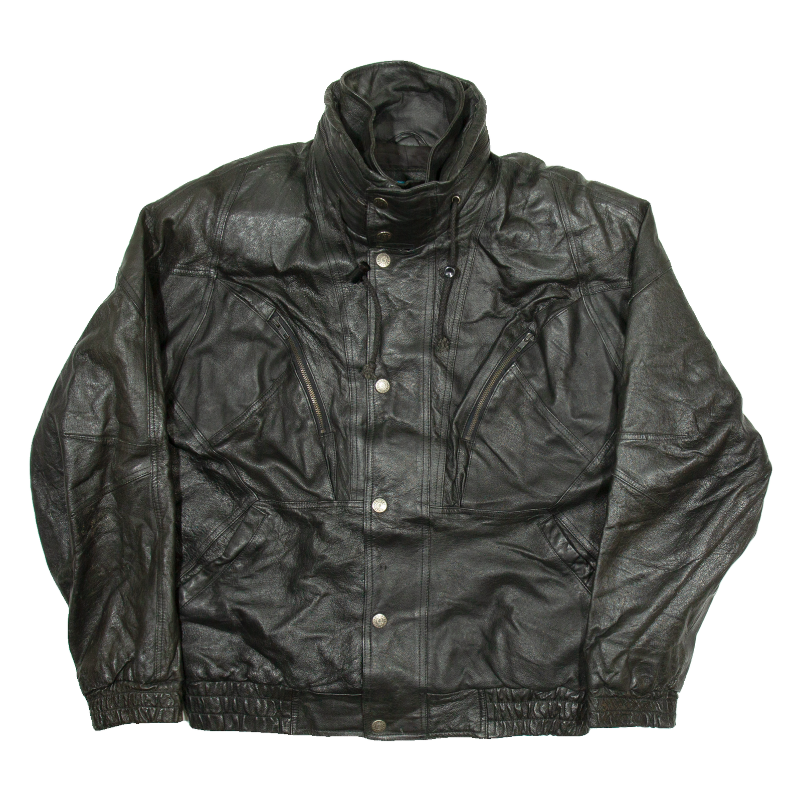 SYNERGY Mens Biker Jacket Black Leather L Refurbished - N/A refurbished available on Cerqular