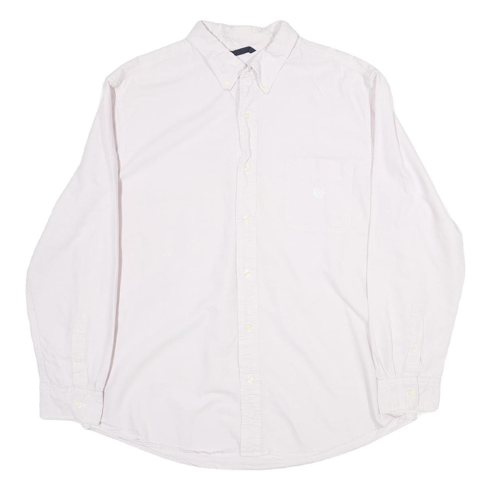 CHAPS Mens White Cotton Shirt XL Button-Down Collar Long Sleeve Casual Classic Refurbished - N/A refurbished available on Cerqular