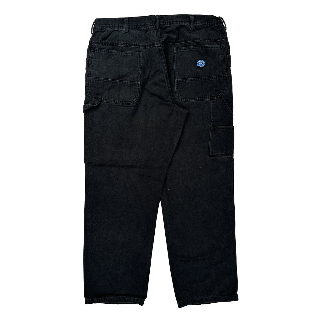 Polar King Carpenter Trousers - 35W 32L Black Cotton Refurbished - Thrifted (note: this is a term often used to describe second- refurbished available on Cerqular