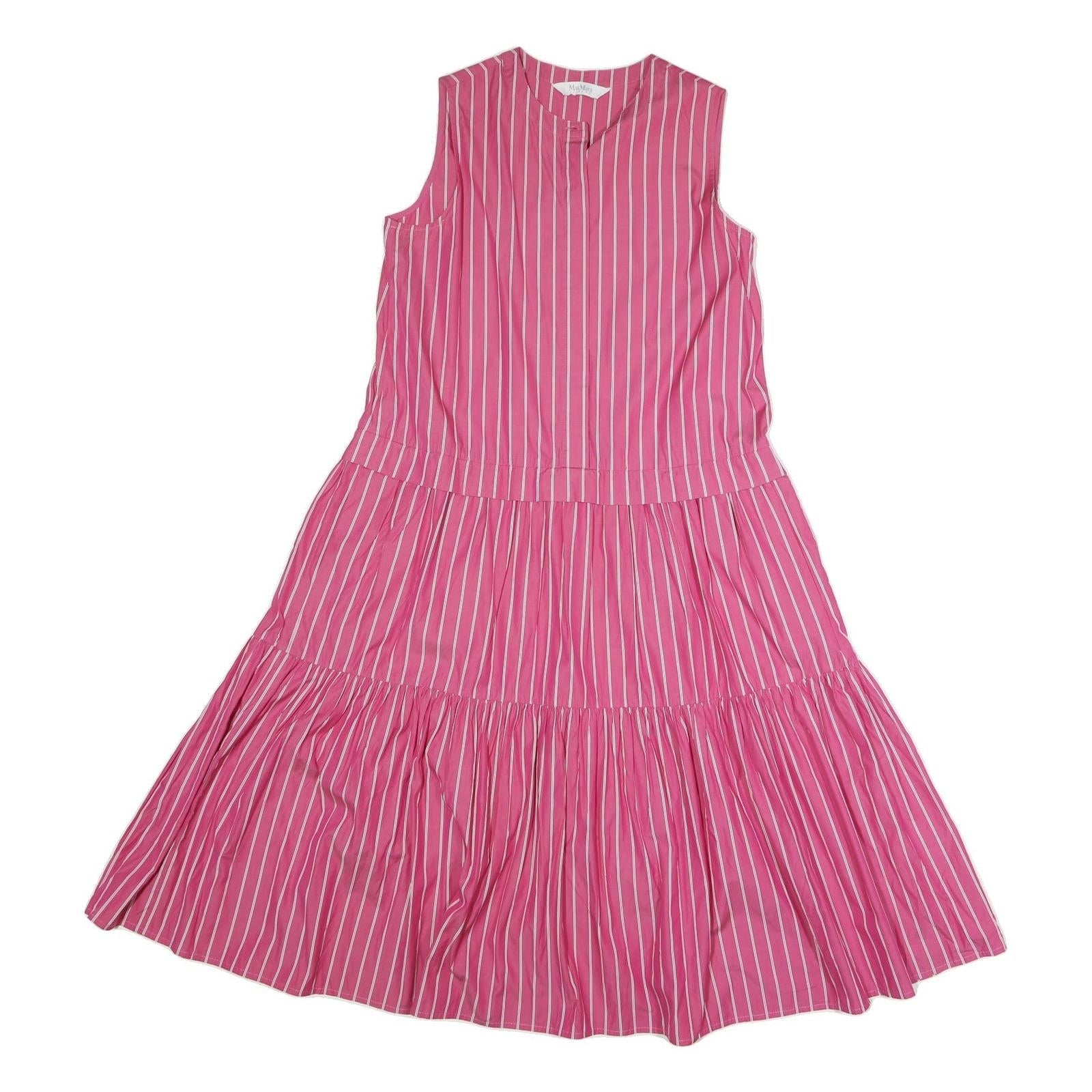 MAX MARA LEISURE Womens Pink & White Striped Day Cotton Blend Sleeveless Midi Refurbished - N/A refurbished available on Cerqular