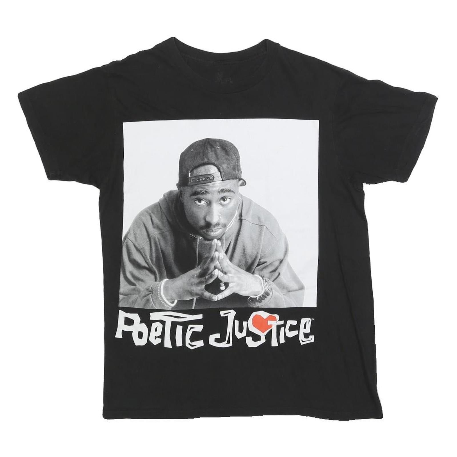 POETIC JUSTICE Mens Black Graphic T-Shirt M Short Sleeve Crew Neck Casual Cotton Refurbished - N/A refurbished available on Cerqular
