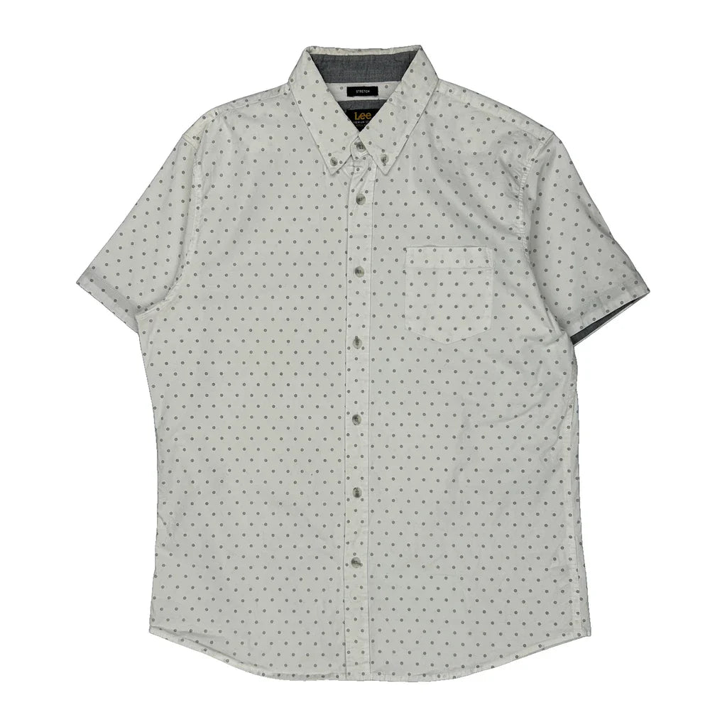 Lee Polka Dot Short Sleeve Shirt - Large White Cotton Refurbished - Thrifted (note: this is a term often used to describe second- refurbished available on Cerqular